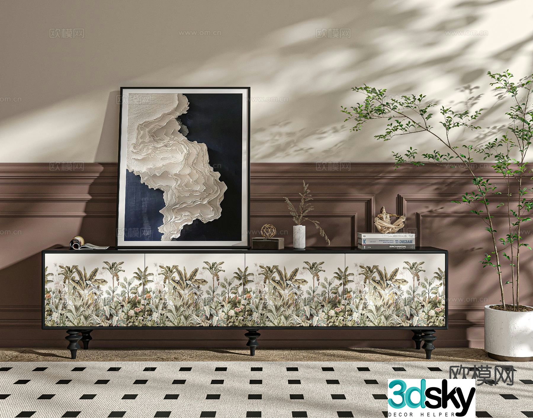 Medieval style TV cabinet 3D model