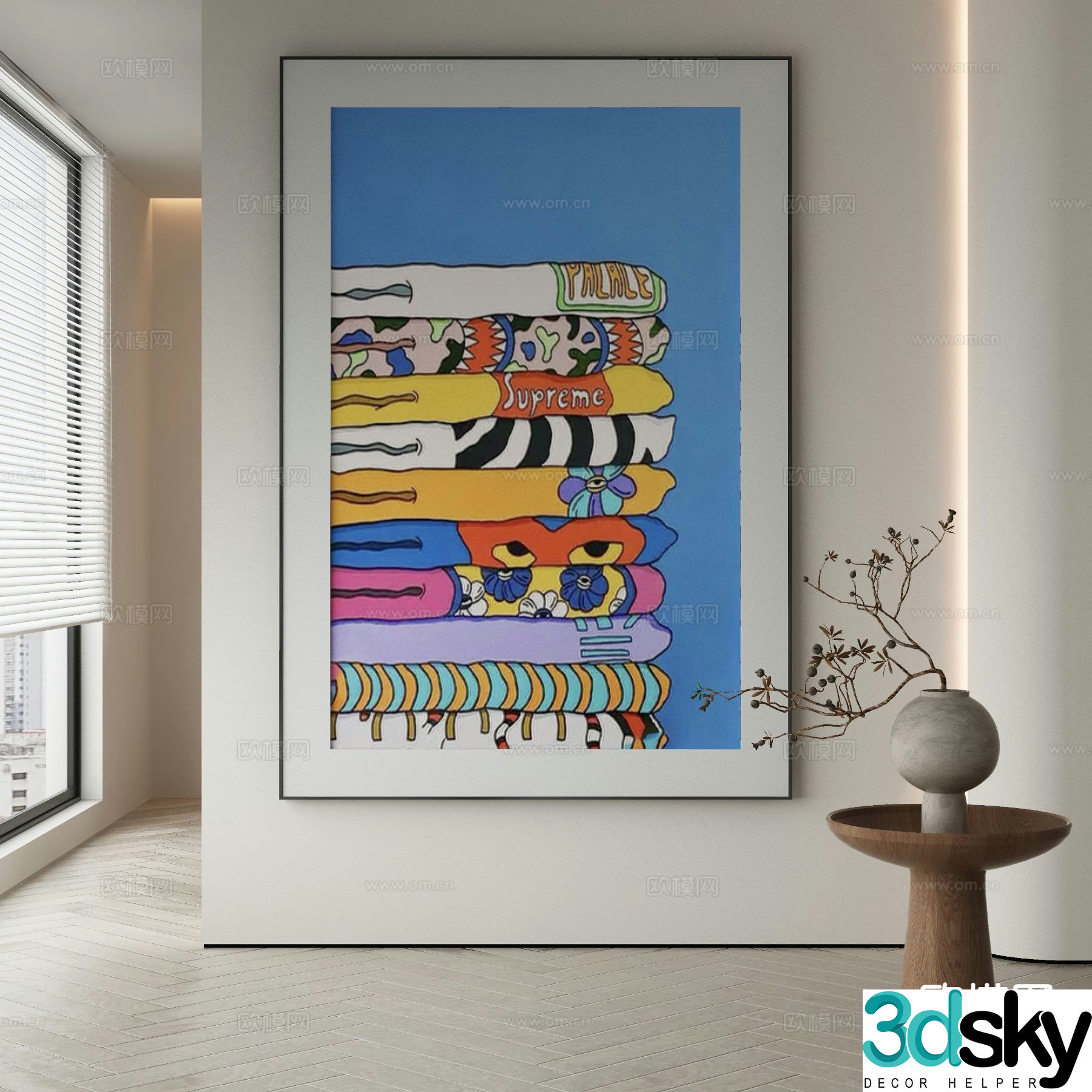 Modern cartoon painting decorative painting 3d model