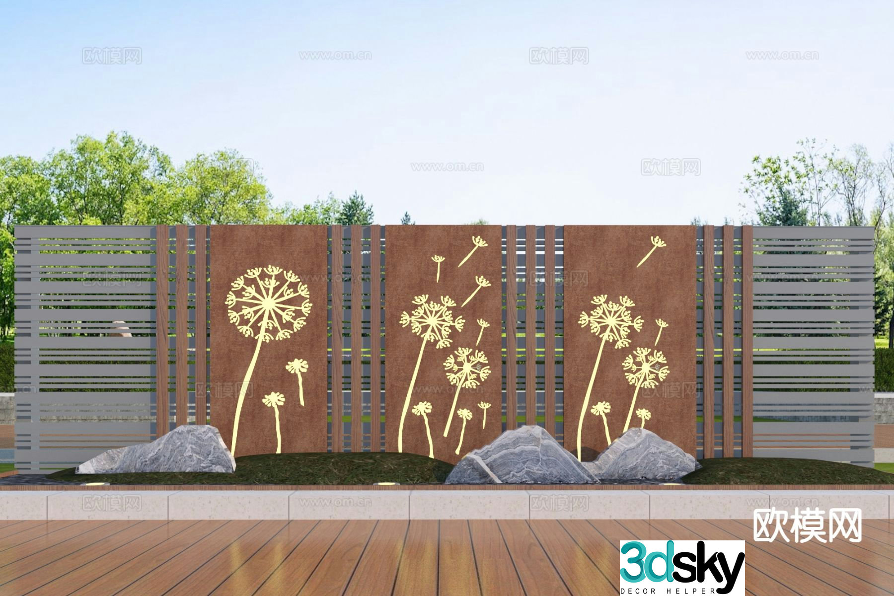 Modern courtyard landscape wall entrance landscape wall 3D model