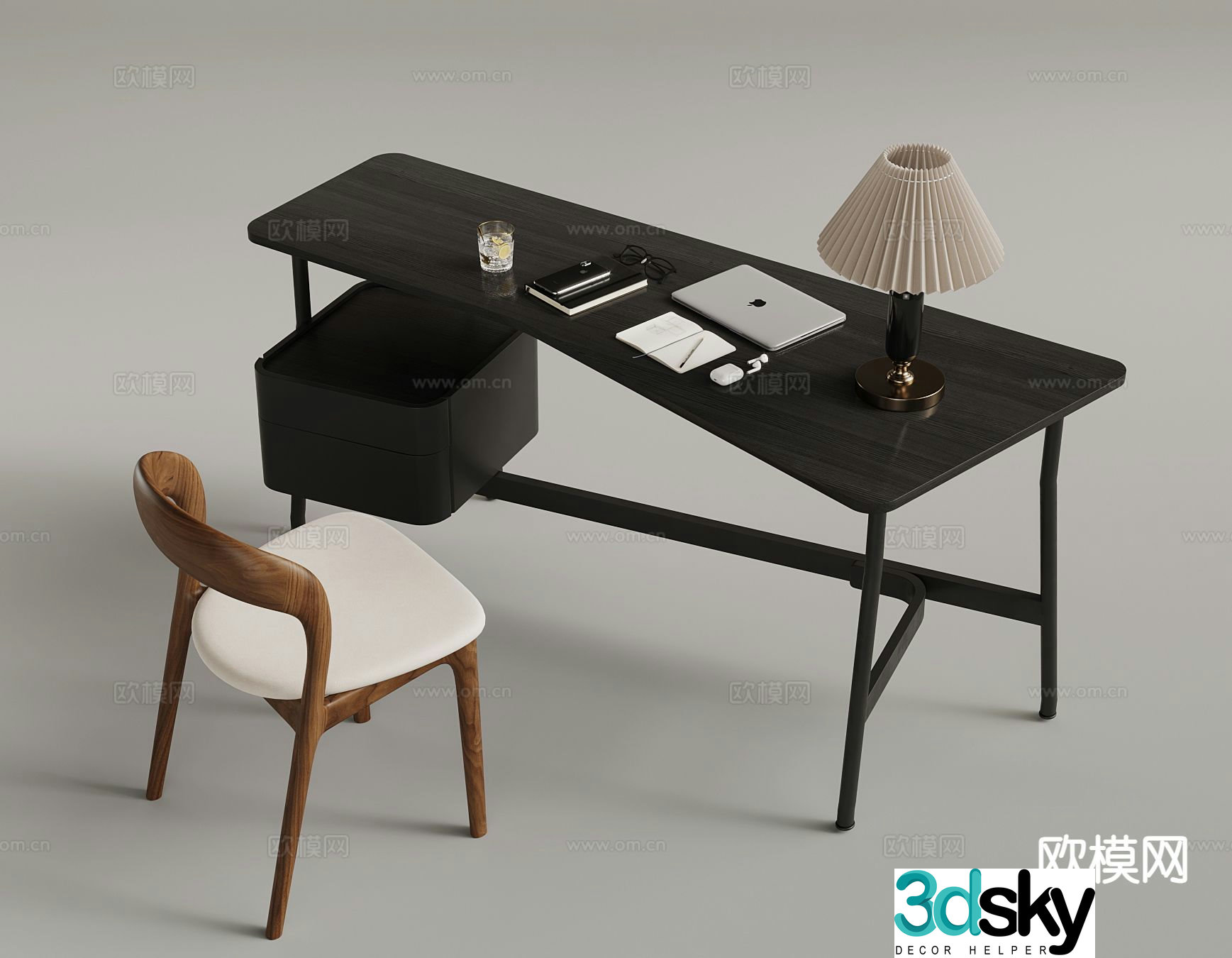 Italian desk and chair 3d model