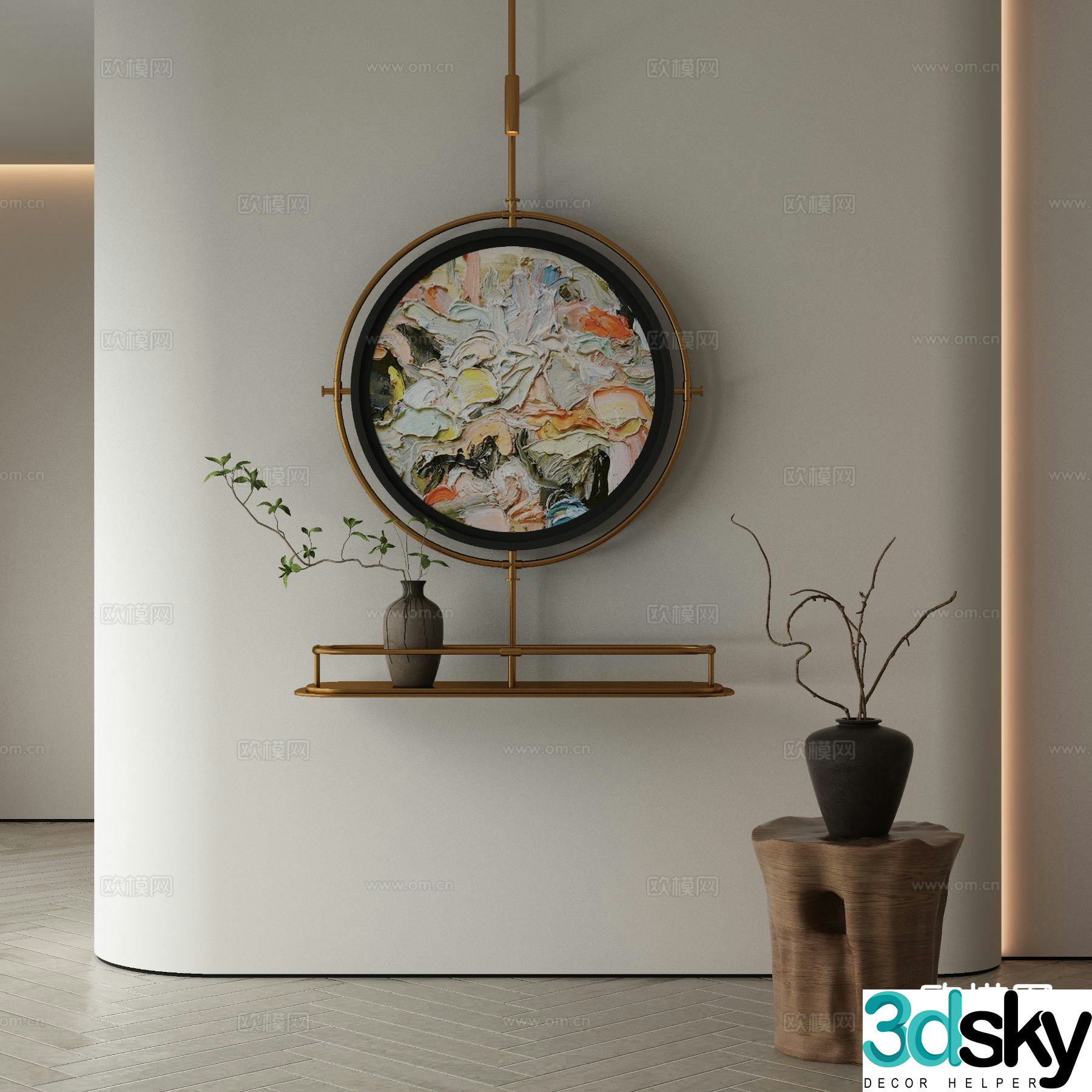 New Chinese style art painting decorative painting 3d model