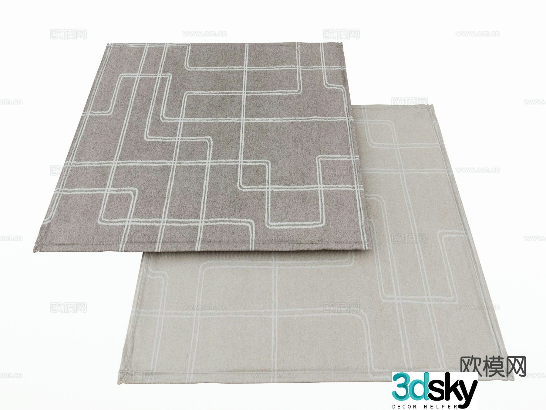 Modern carpet square rug 3d model