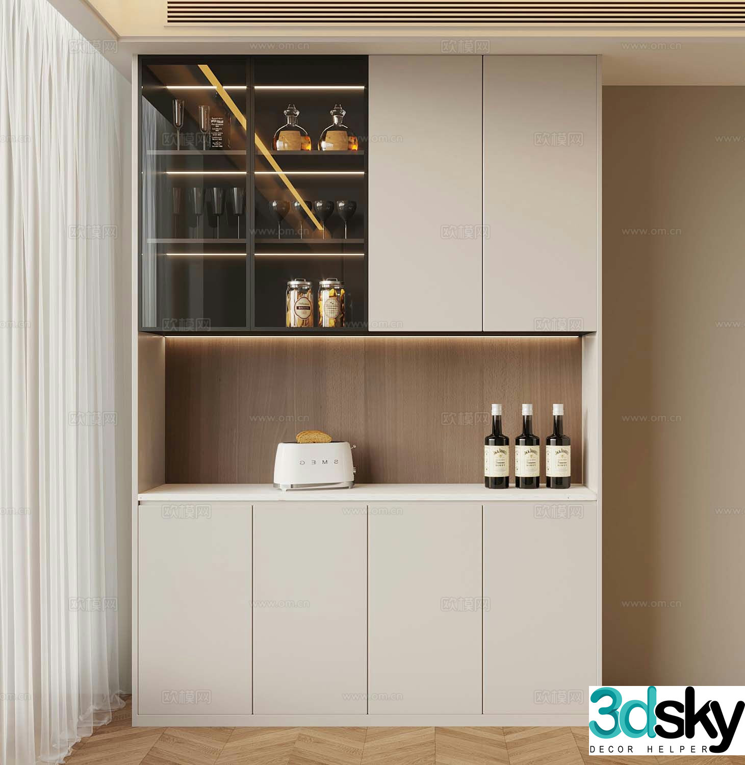 Modern wine cabinet sideboard 3d model