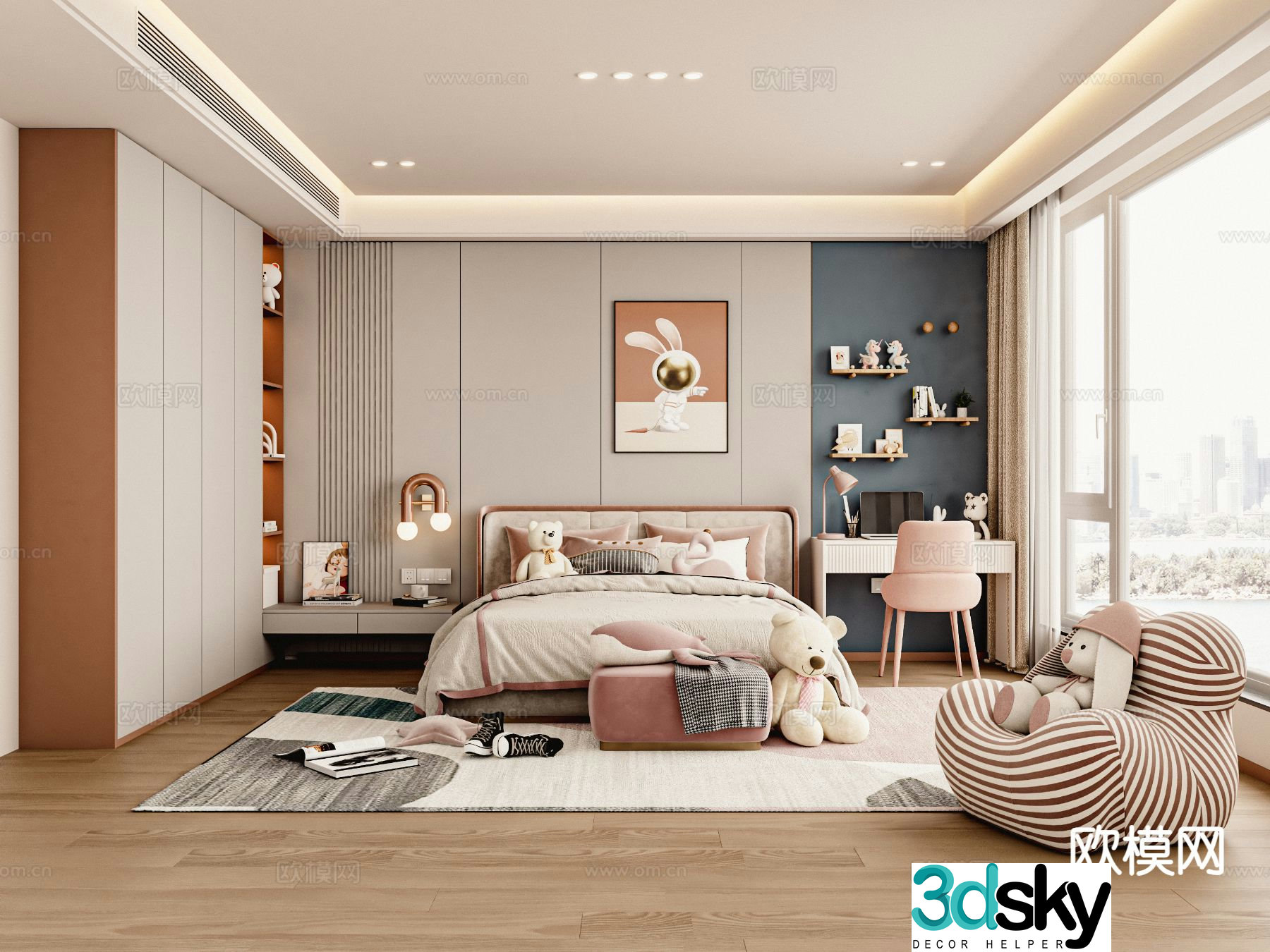 Modern girl’s room children’s room kid’s room 3d model
