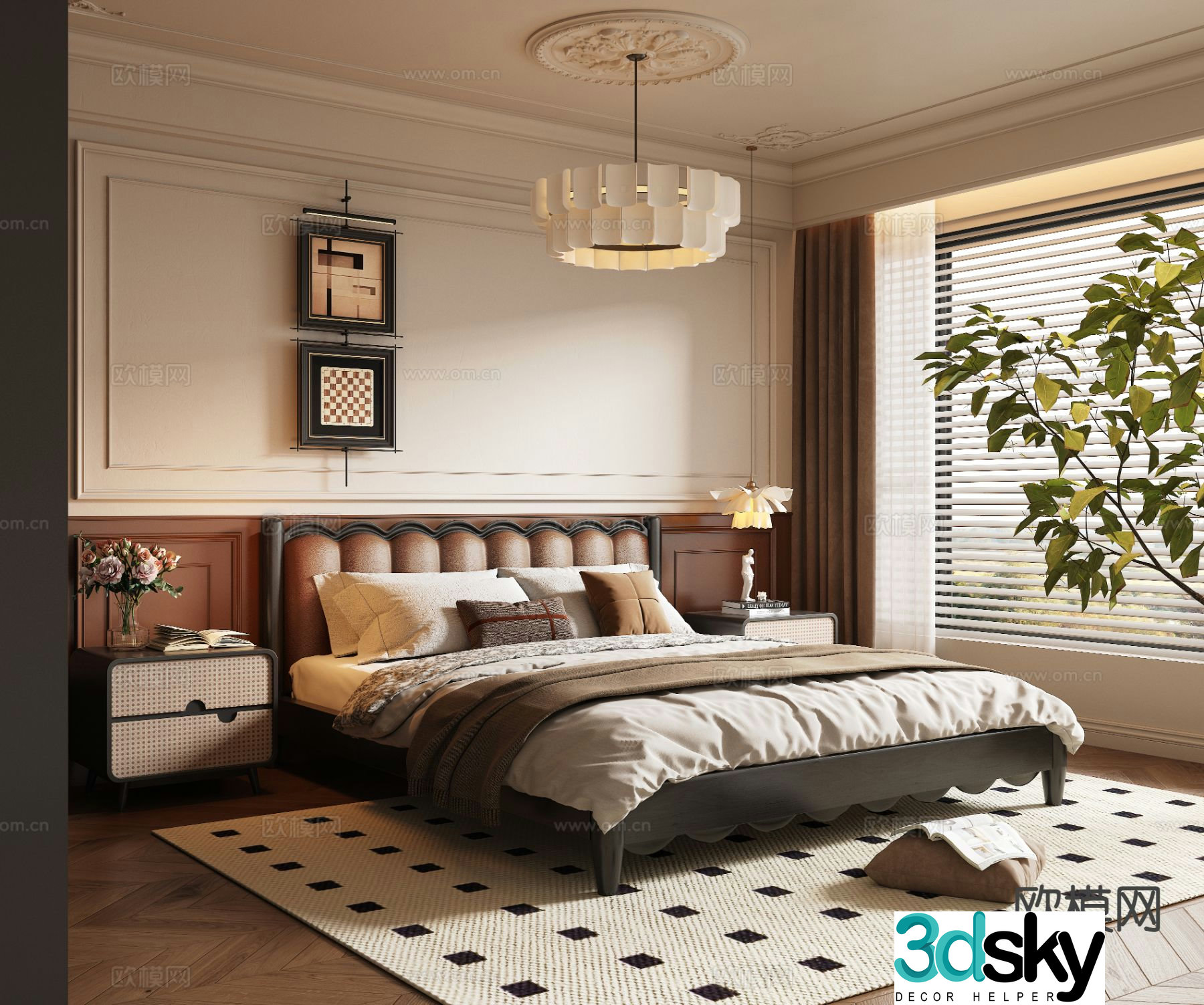 French retro bedroom master bedroom 3d model