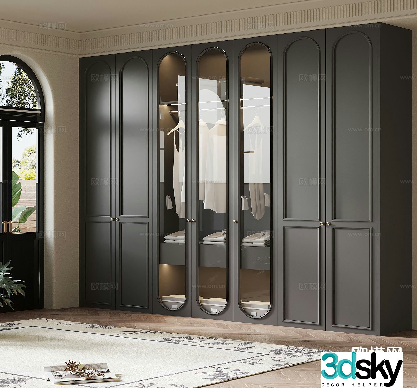 French retro style wardrobe 3D model