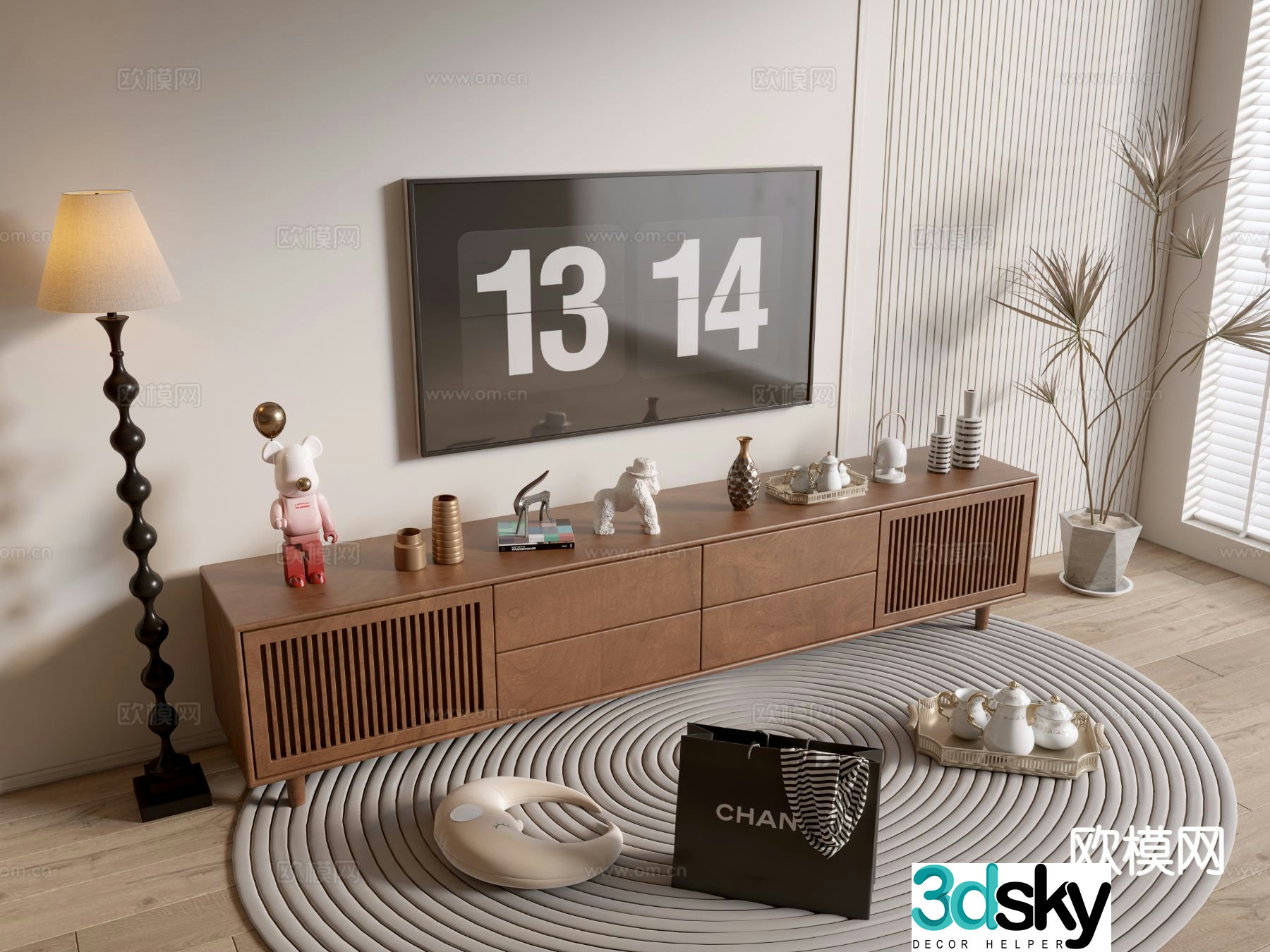 Medieval style TV cabinet 3D model