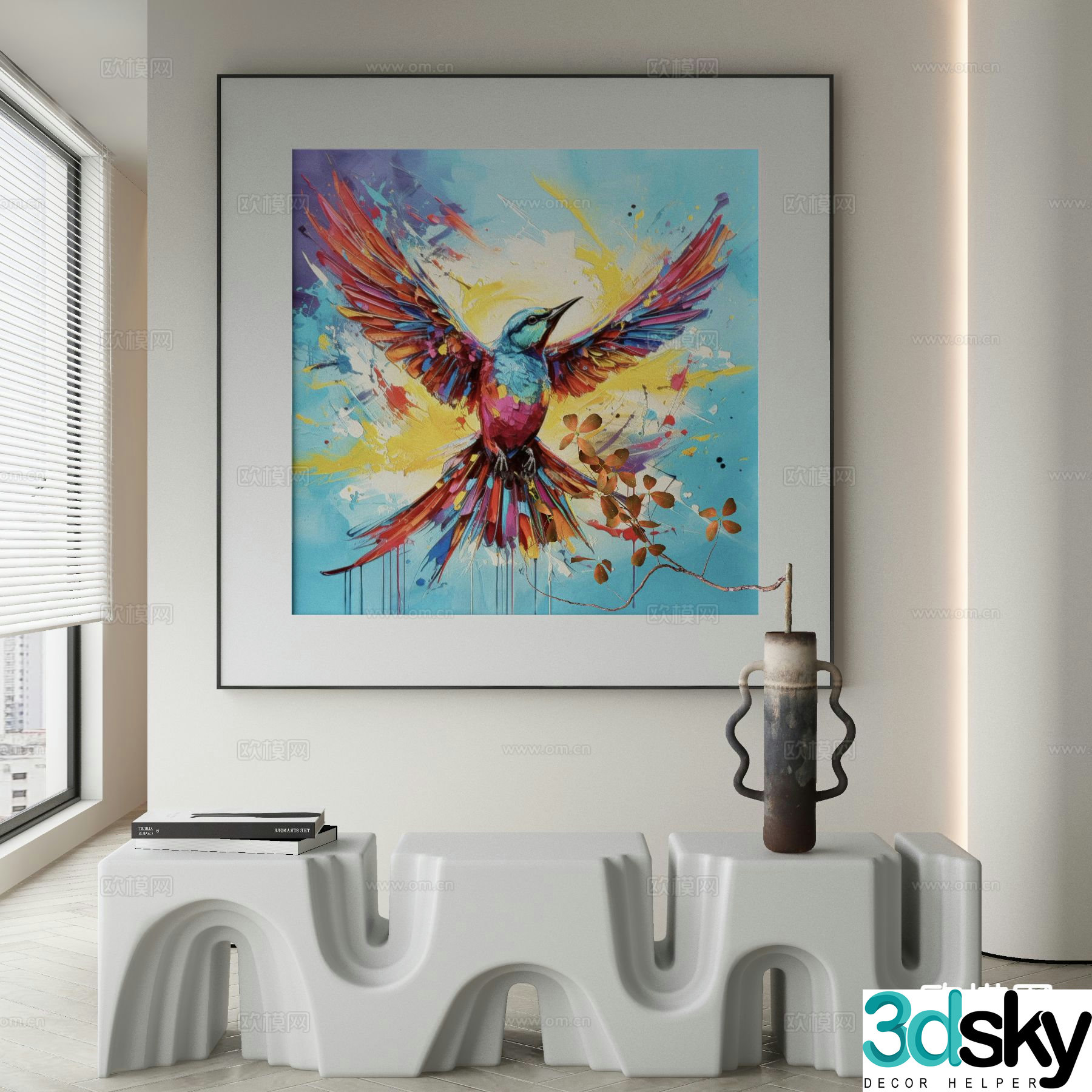 Modern texture painting decorative painting 3d model