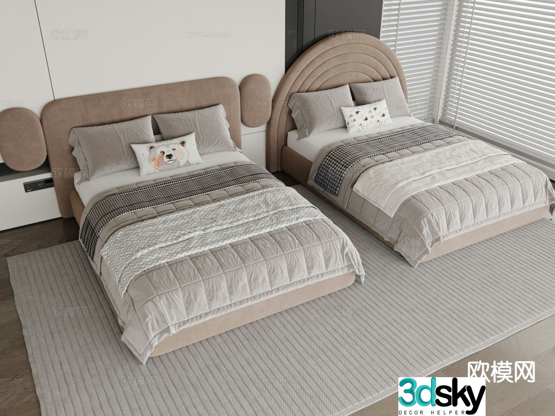 Modern double bed 3d model