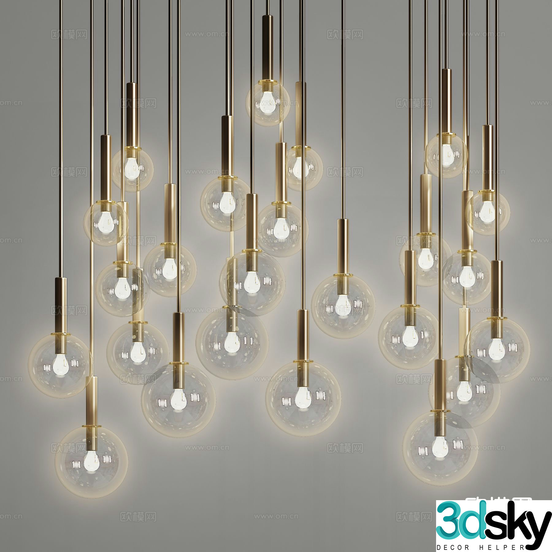 Light luxury art chandelier glass decorative lamp 3d model