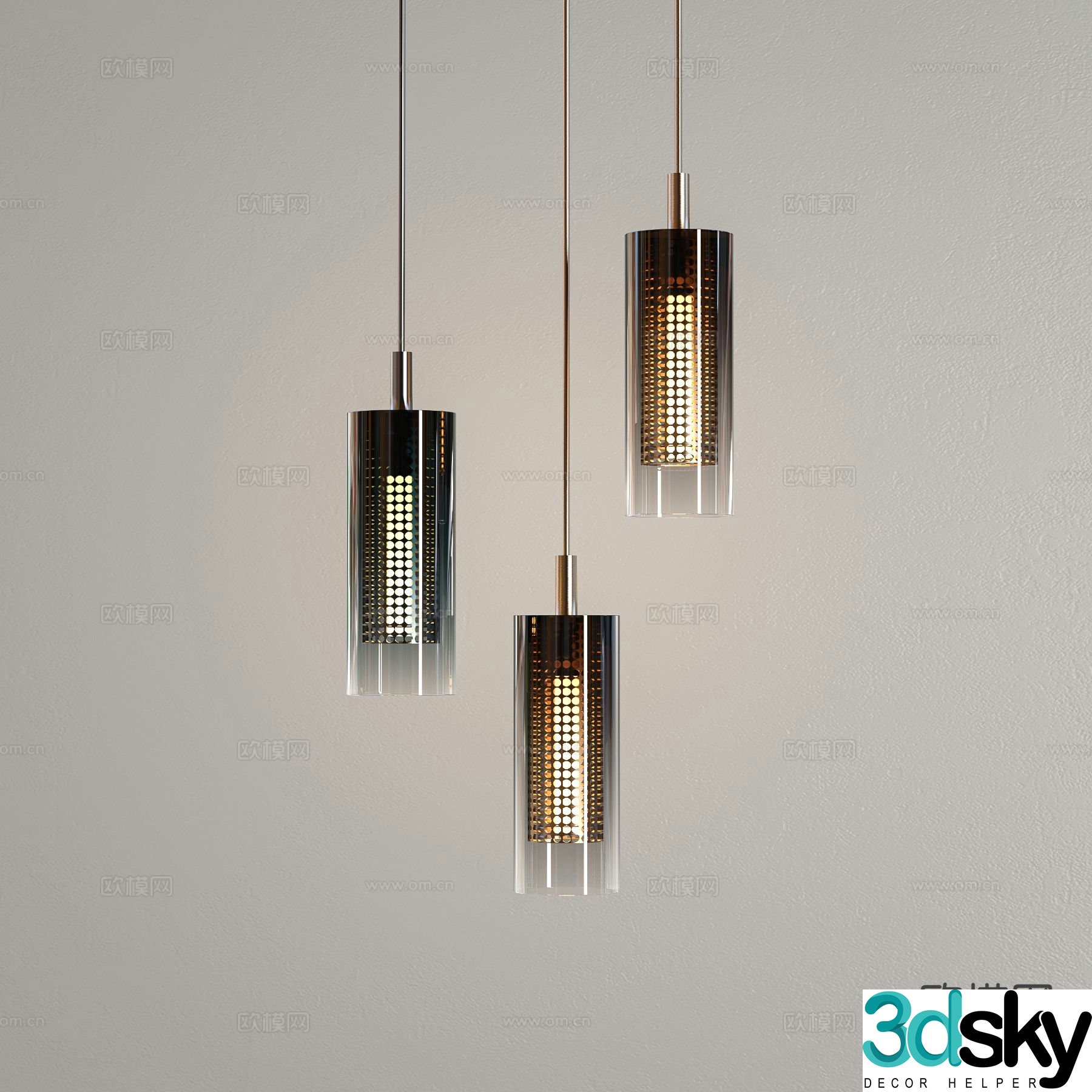 Modern glass chandelier 3d model