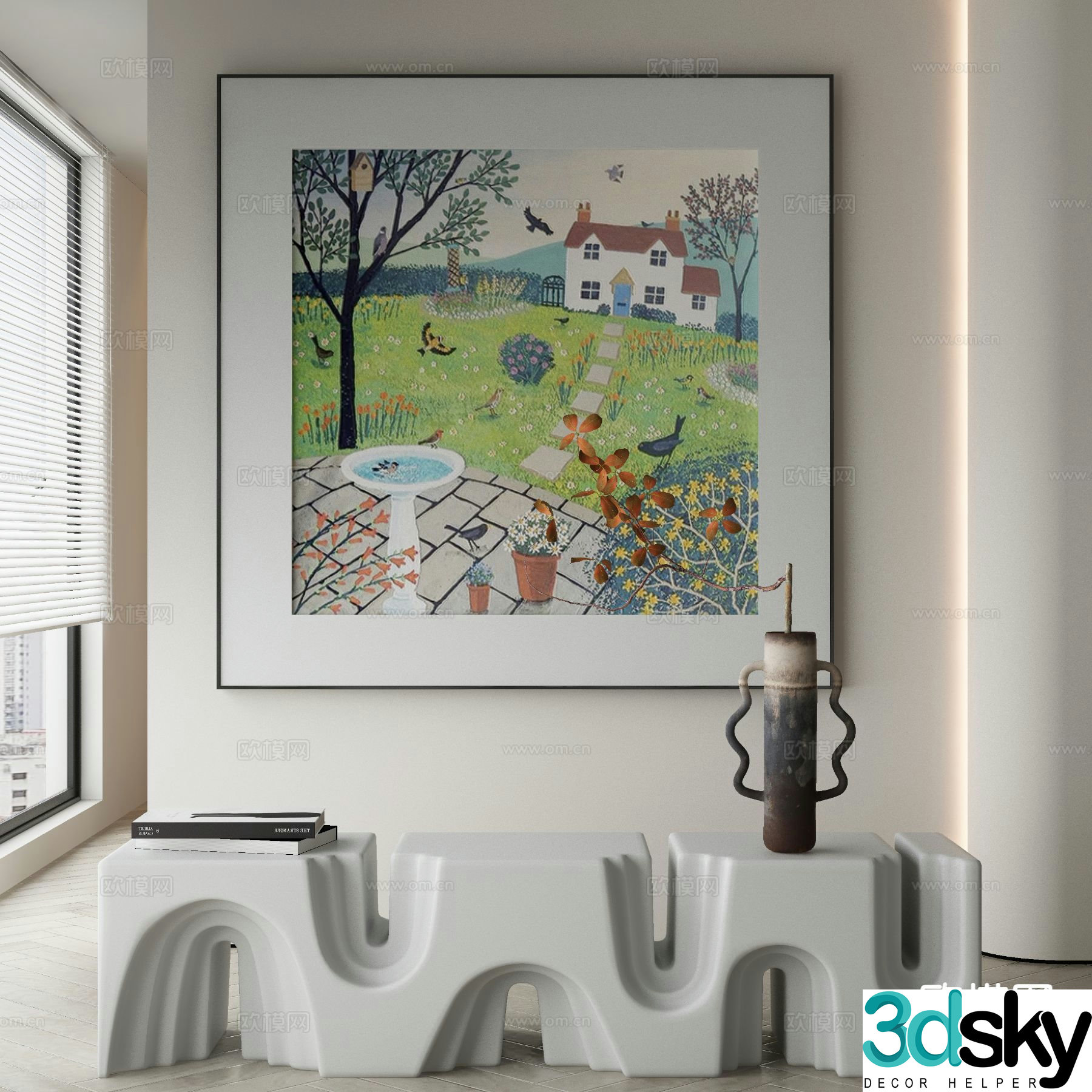 Modern decorative painting cartoon oil painting children’s hanging painting 3D model