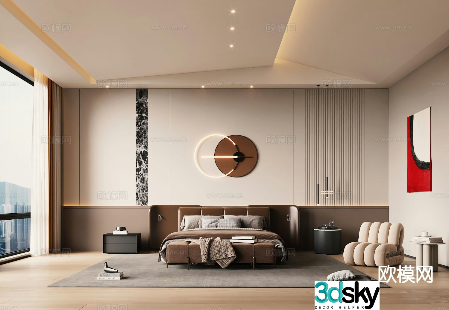 Modern bedroom master bedroom villa bedroom 3d model