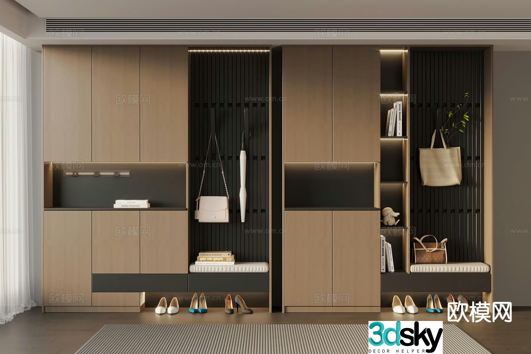 Italian style shoe cabinet home shoe cabinet entrance shoe cabinet 3D model