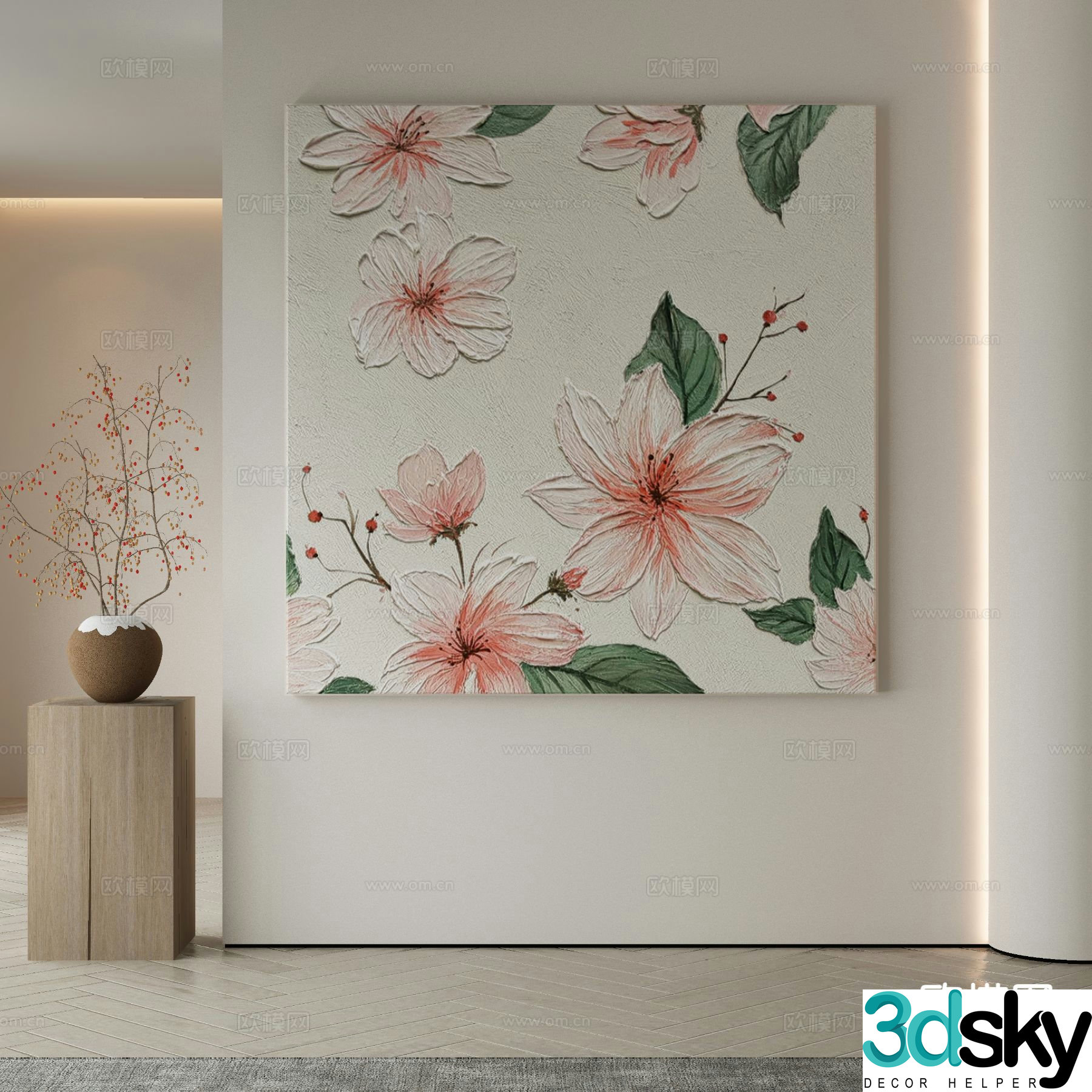 Modern decorative painting flower hanging painting oil painting 3d model