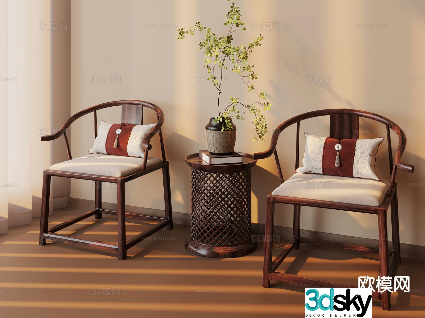 New Chinese style leisure chair armchair 3d model
