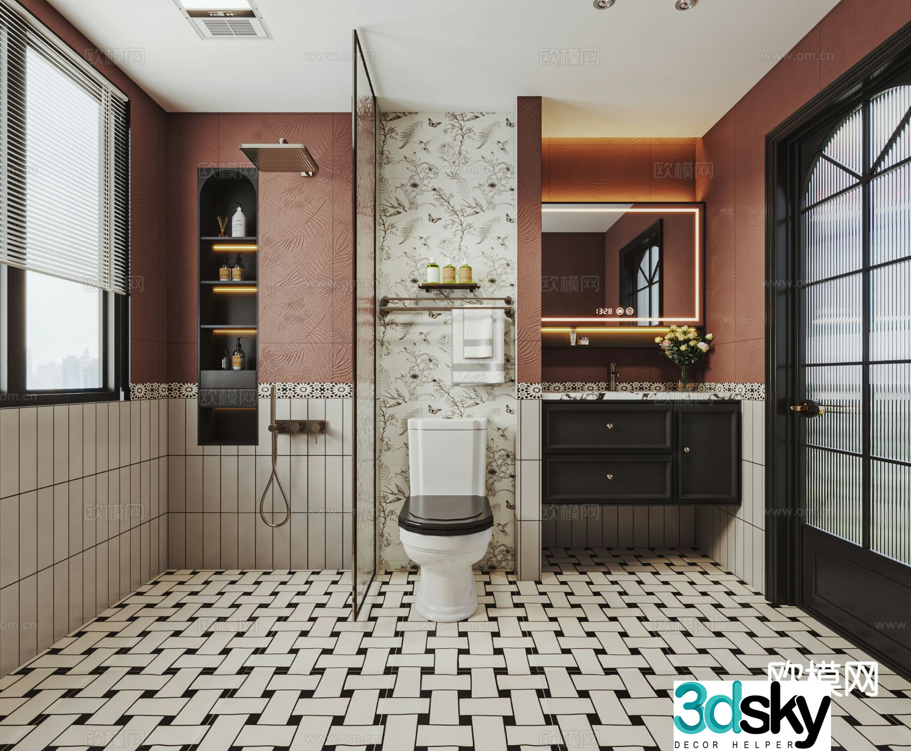 French retro bathroom bathroom 3d model
