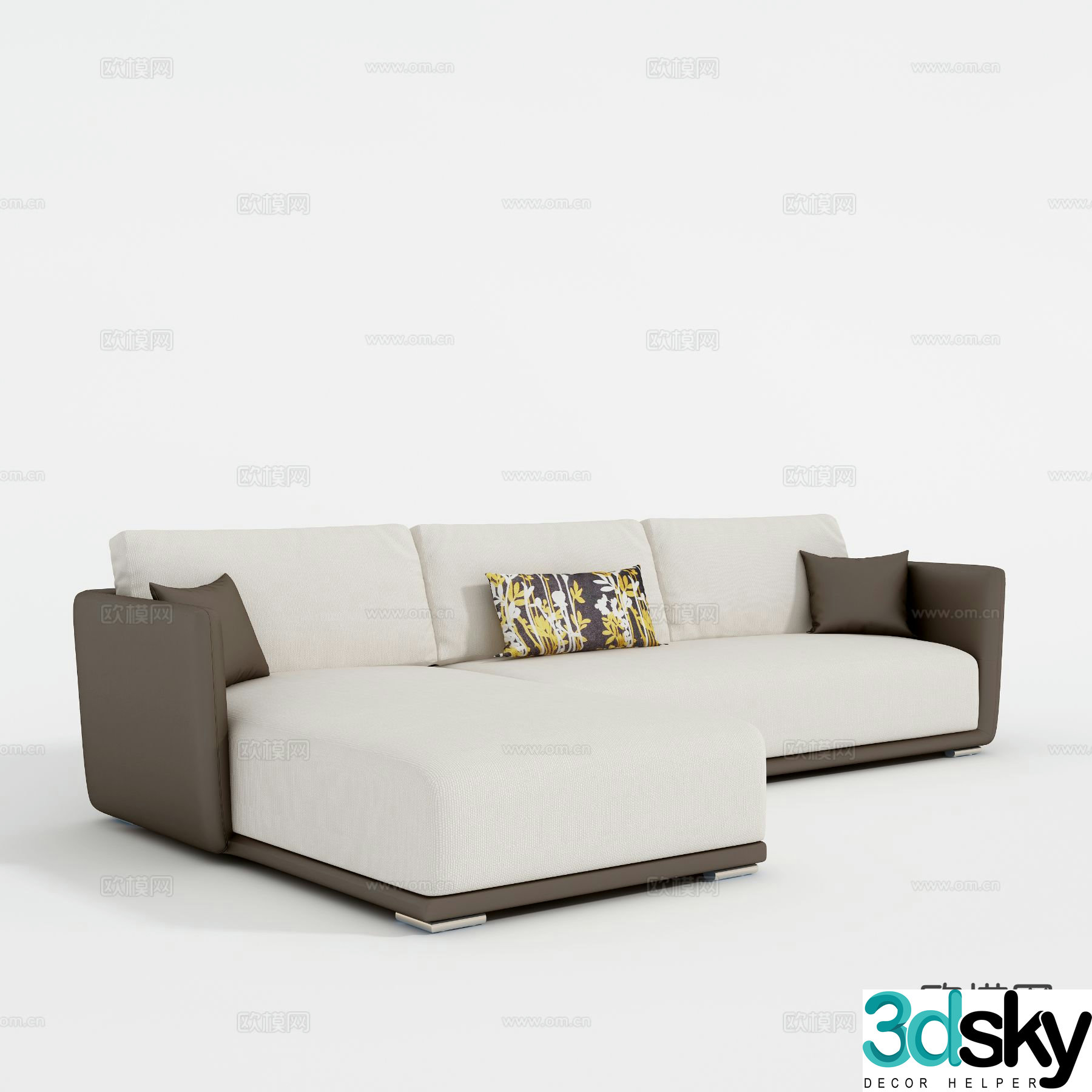 Simple corner sofa multi-person sofa 3D model