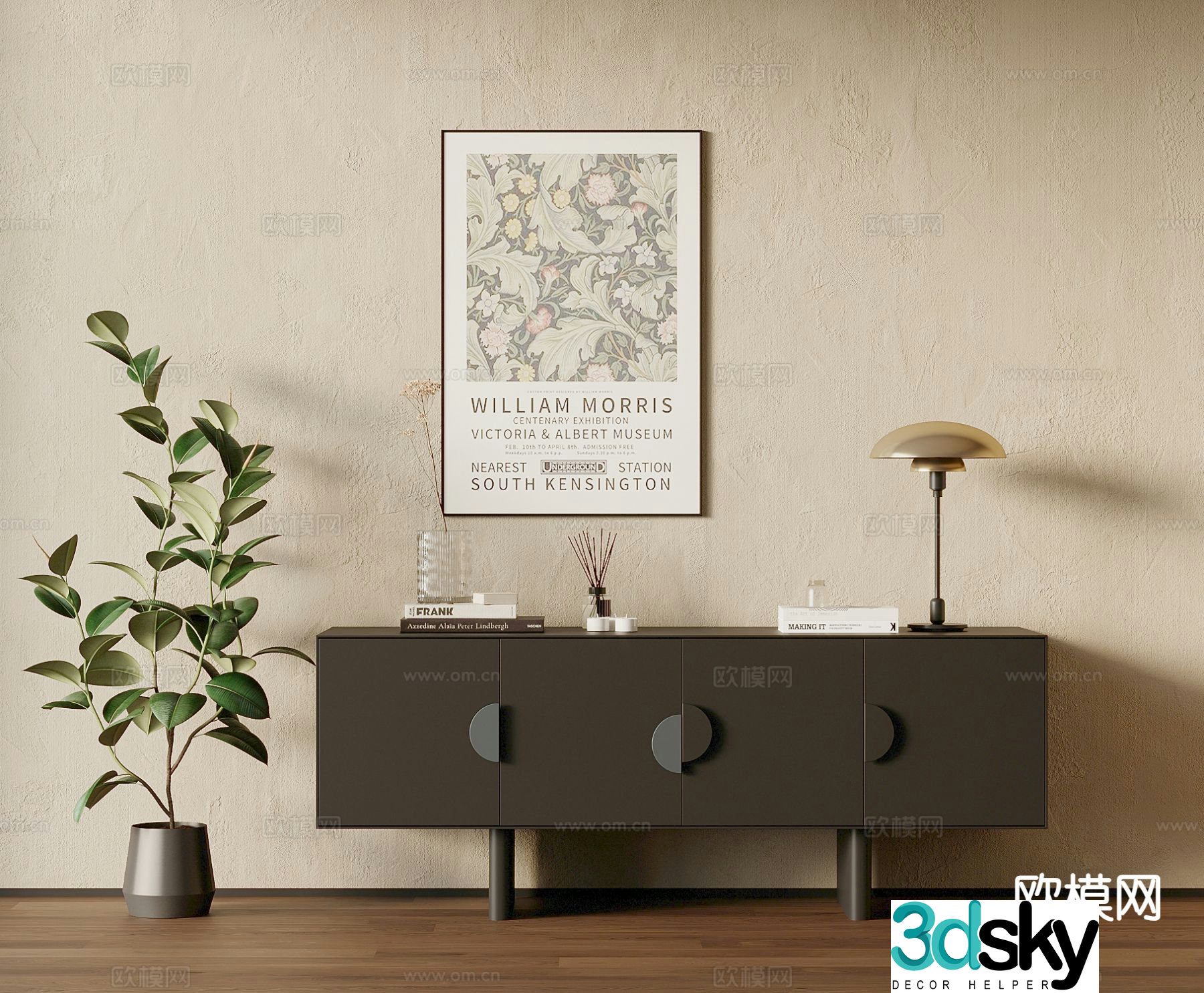 Medieval style entrance cabinet Duanjing cabinet 3D model