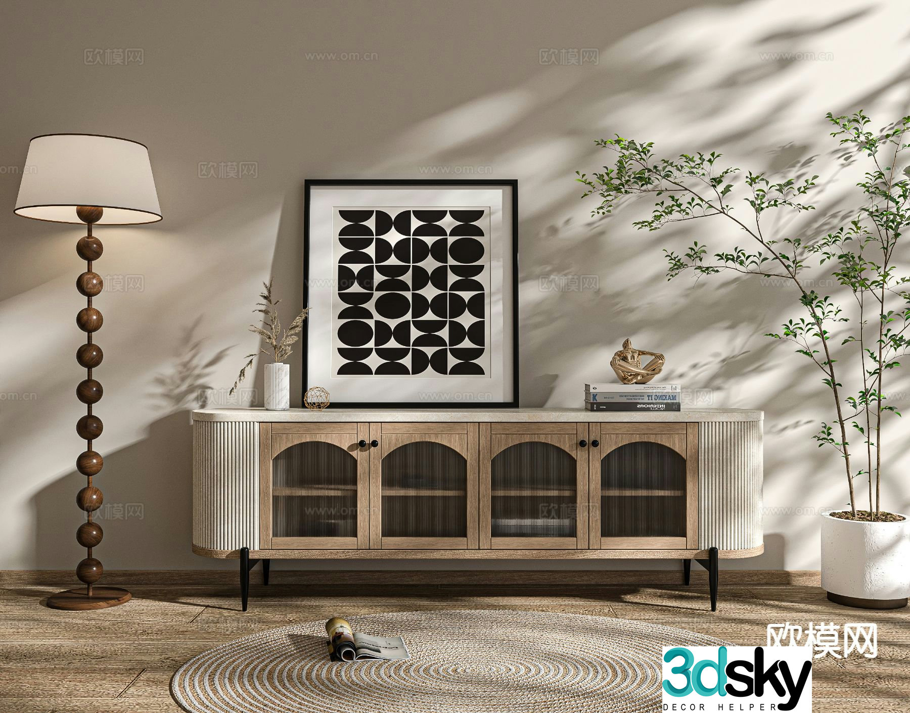 Medieval style TV cabinet 3D model