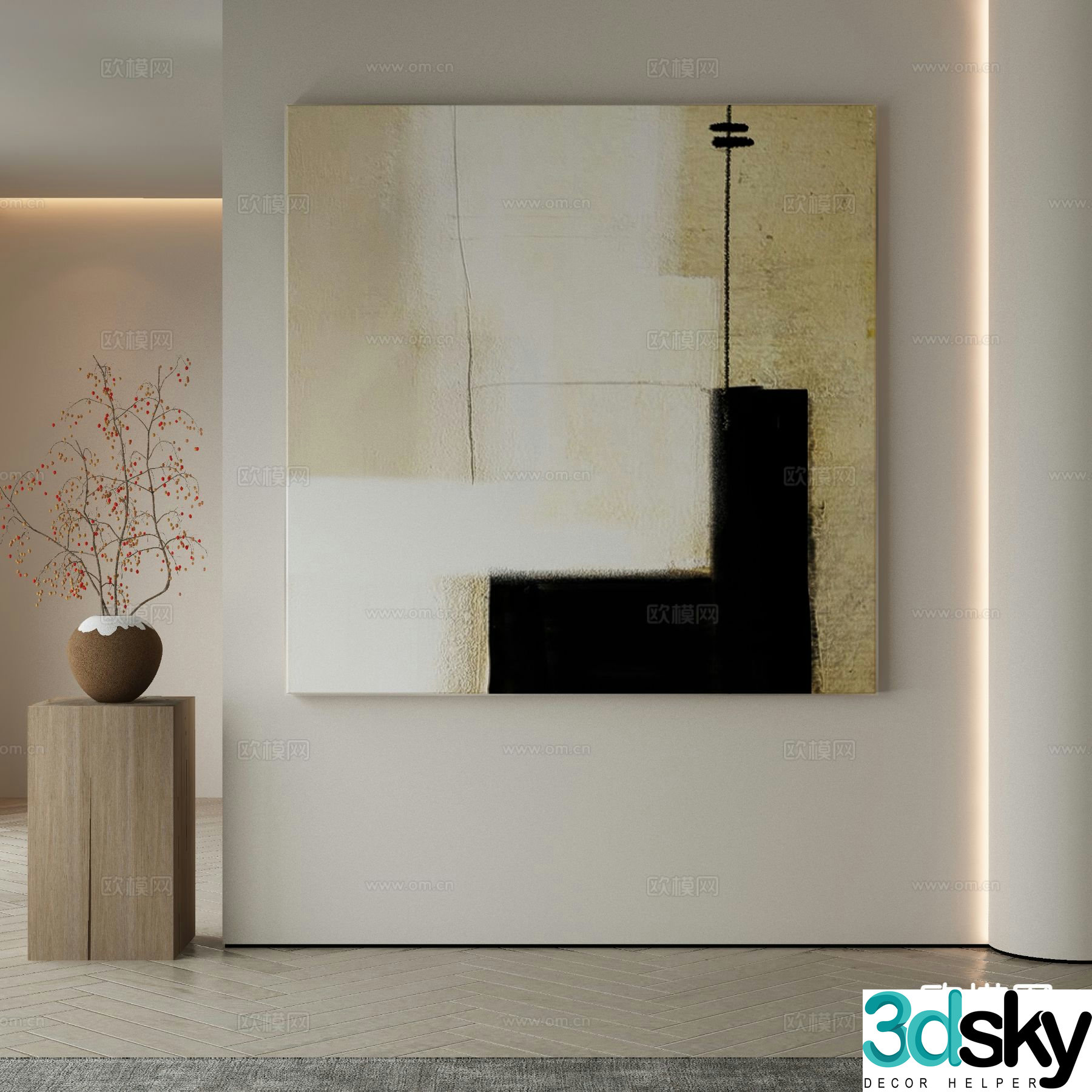 Modern texture painting decorative painting 3d model