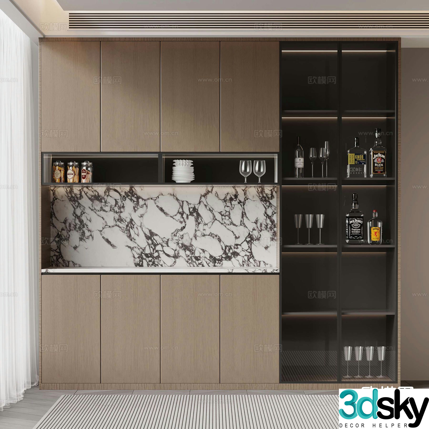 Italian wine cabinet sideboard 3d model