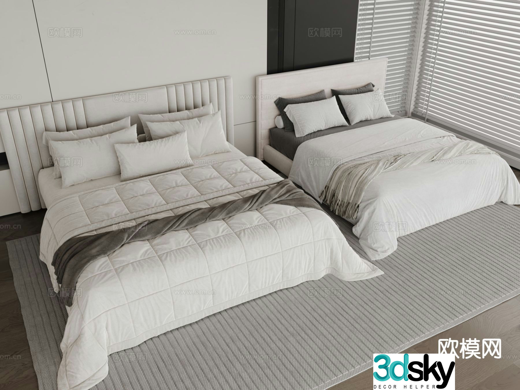 Modern double bed 3d model
