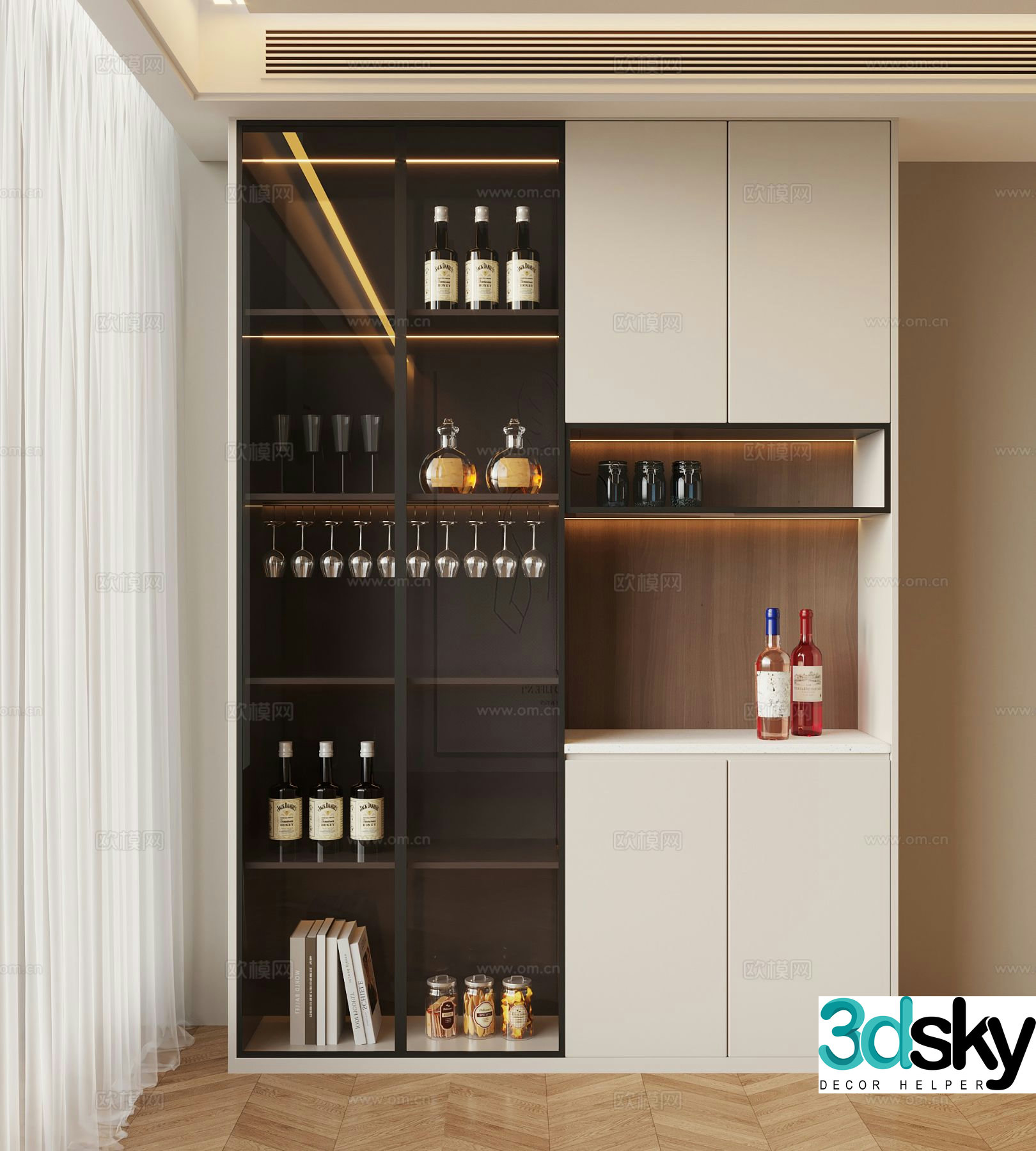 Modern wine cabinet sideboard 3d model