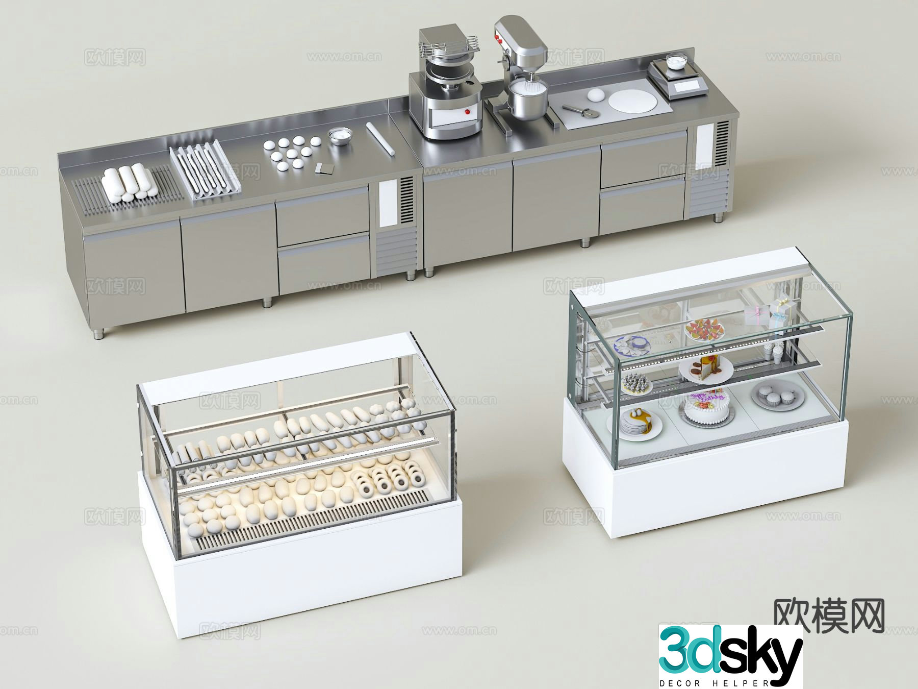 Modern cake cabinet bakery cabinet dessert display cabinet 3d model