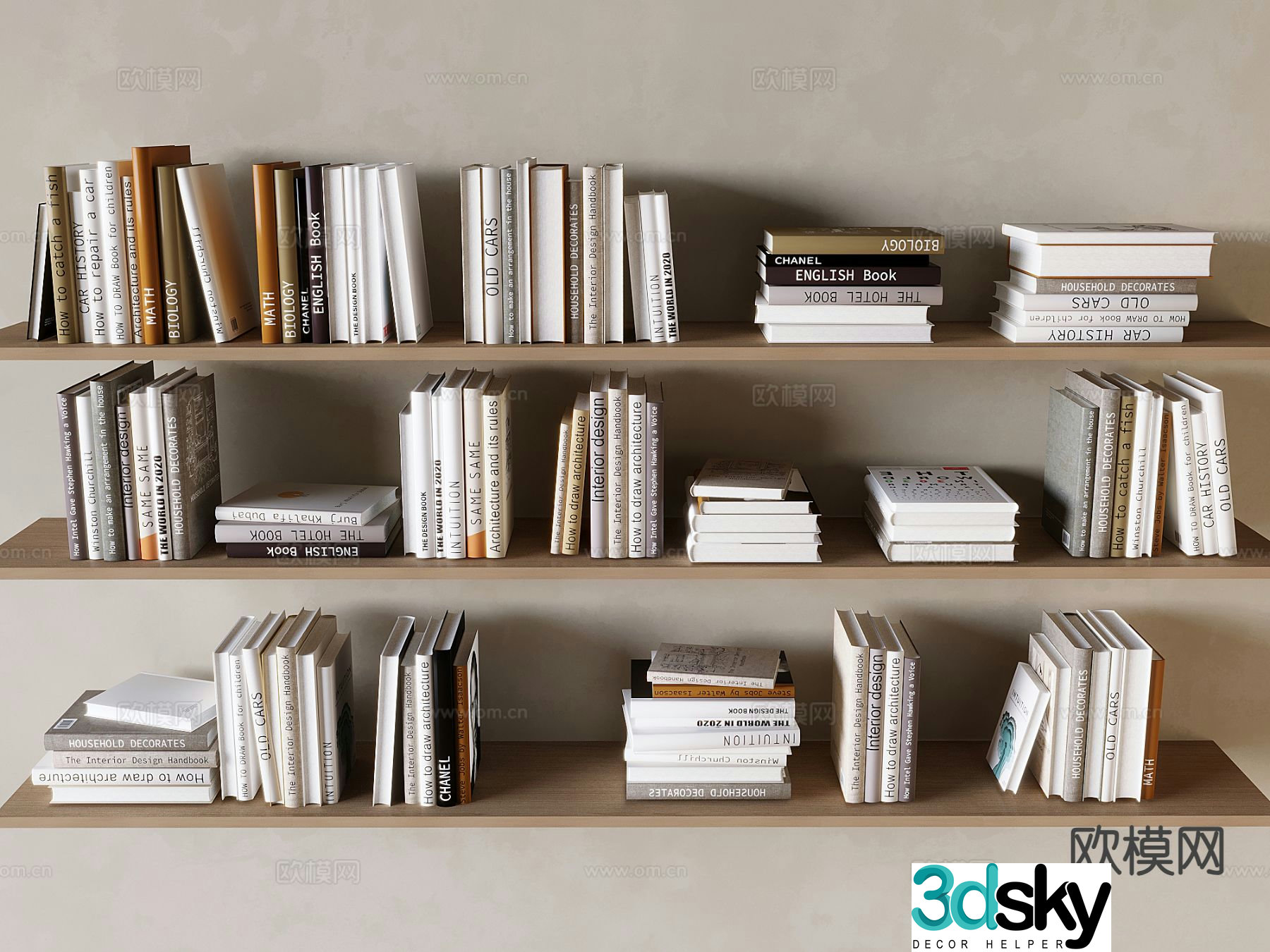 Books book ornaments bookshelf laminate bookshelf 3D model
