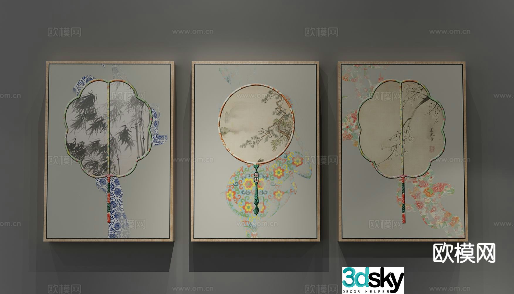 New Chinese style decorative painting national trend hanging painting 3D model