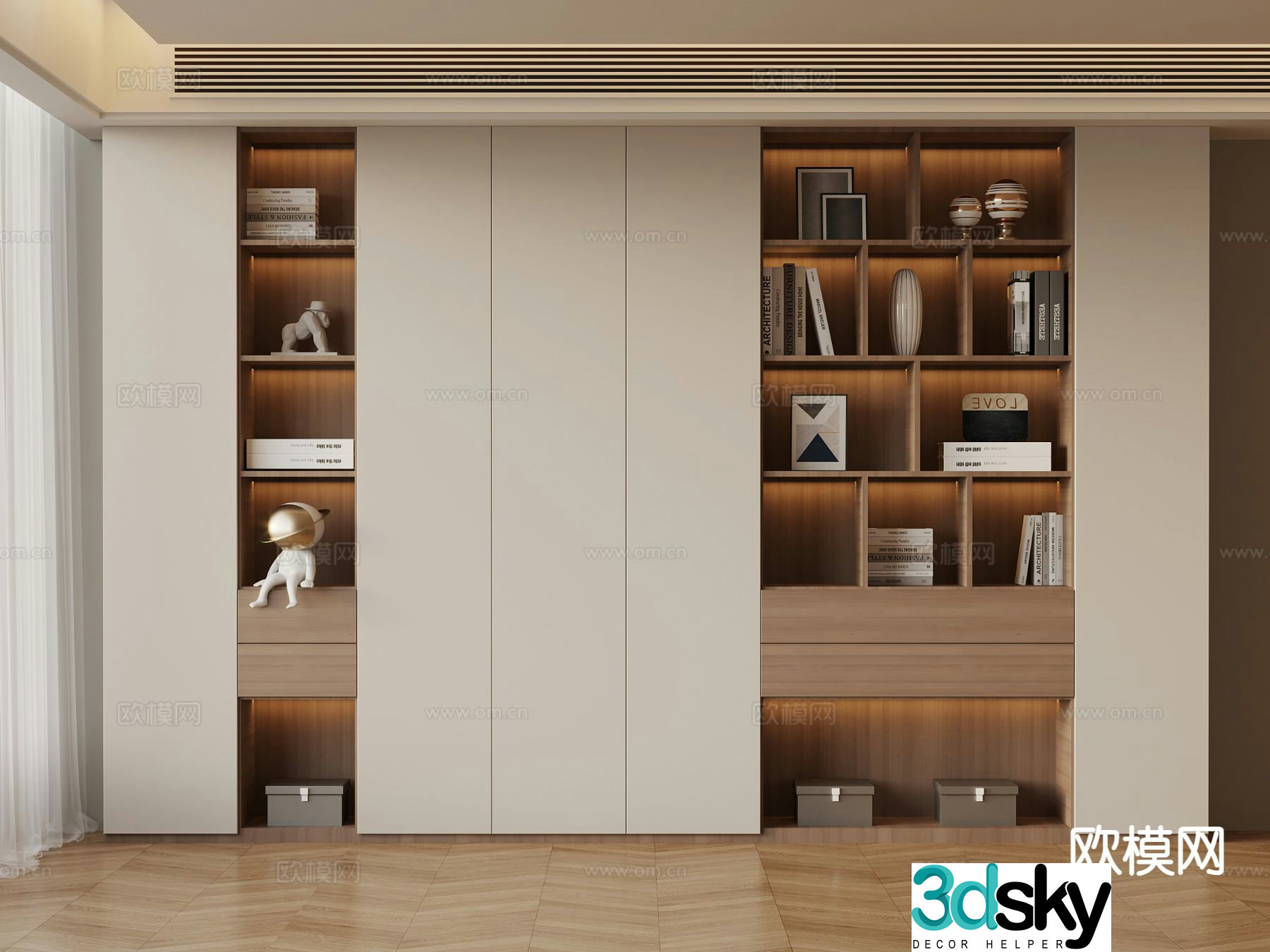 Modern bookcase 3d model