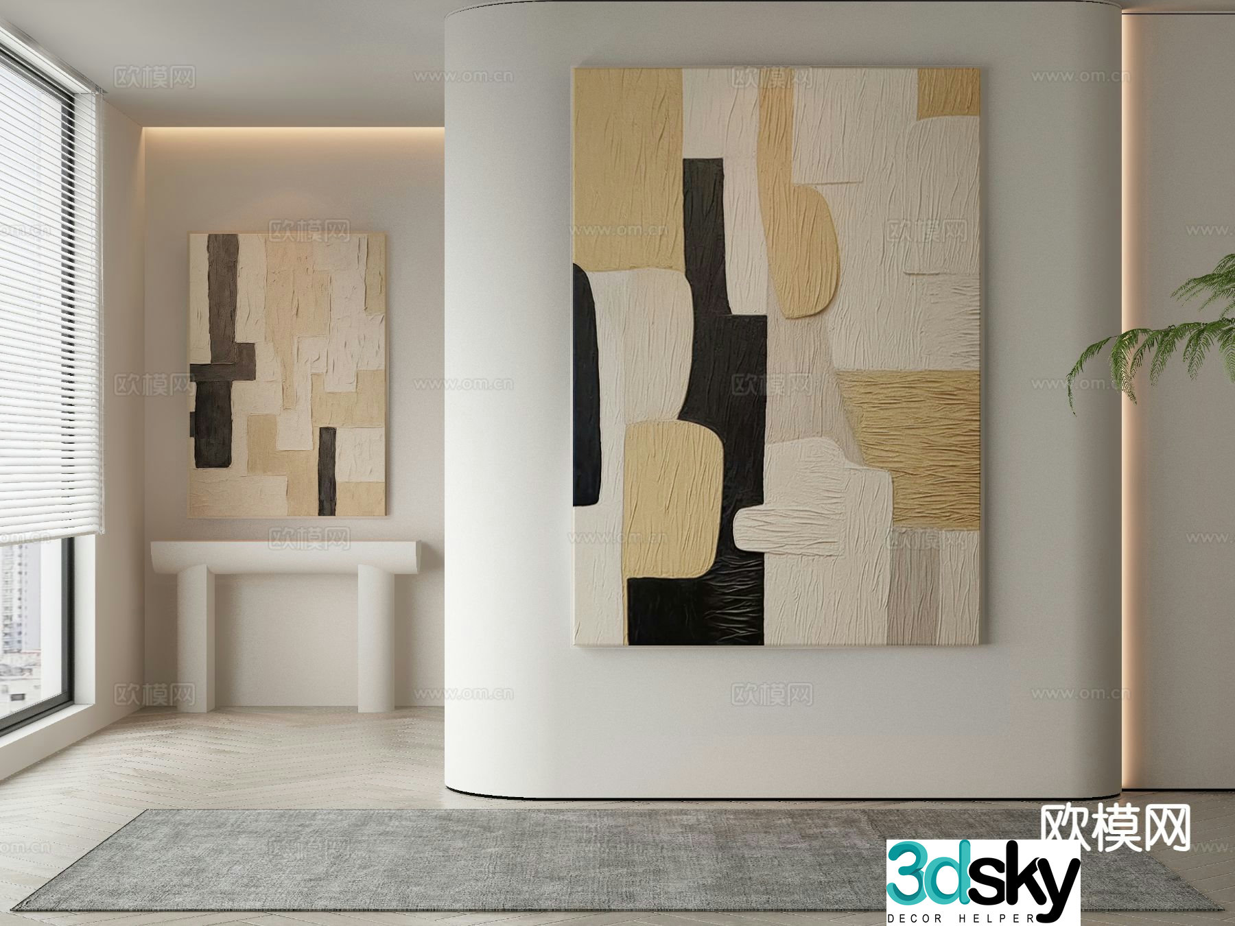 Modern decorative painting texture painting 3d model