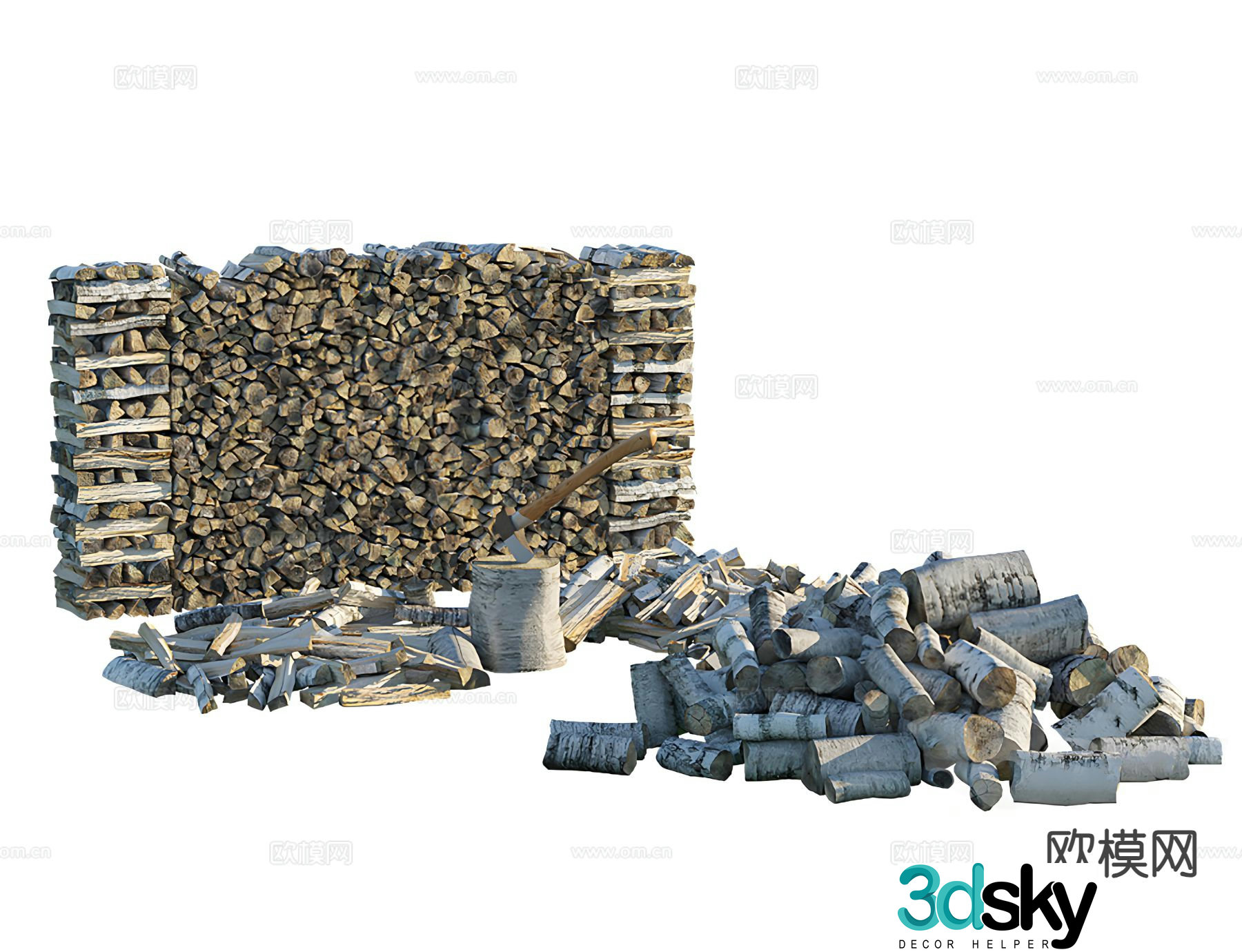 wood firewood pile wood pile 3d model