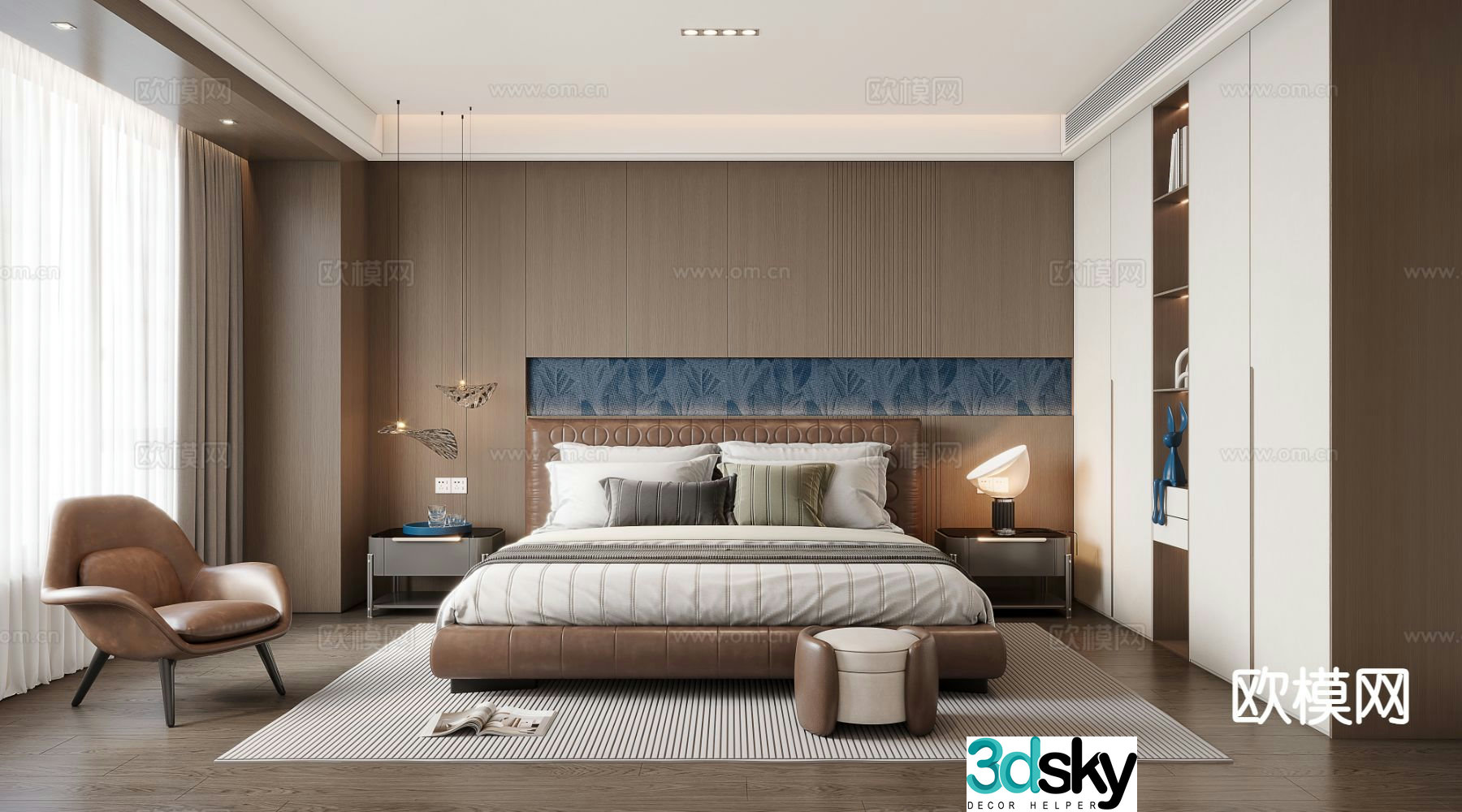 Italian style bedroom master room 3d model