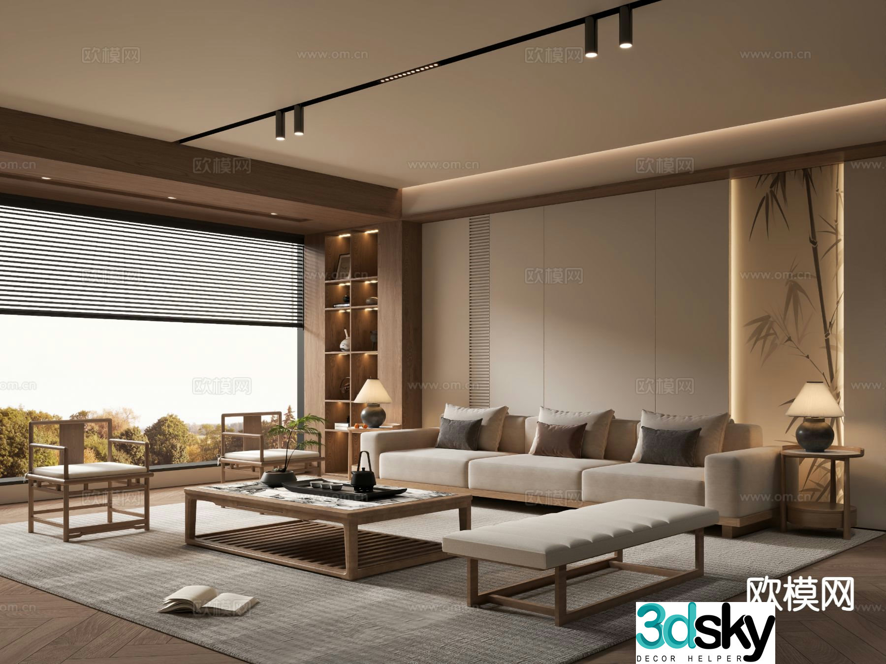 New Chinese Zen Living Room Song Style Aesthetics 3D Model