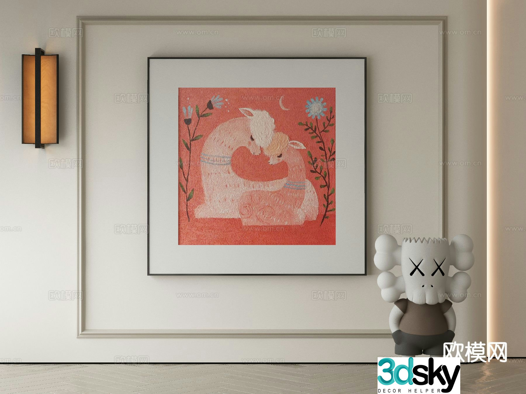 Modern decorative painting cartoon hanging painting 3d model