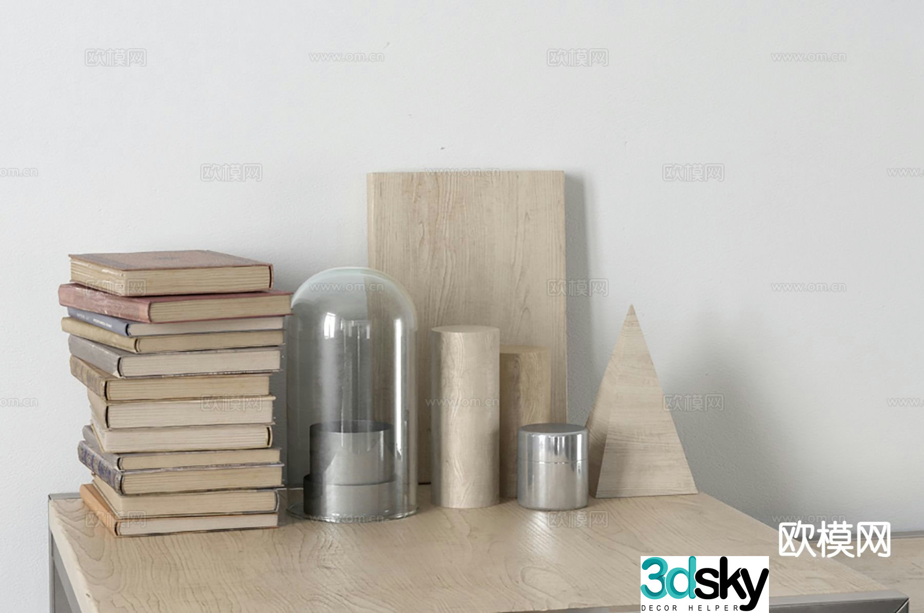 Modern desktop ornaments books crafts 3d model