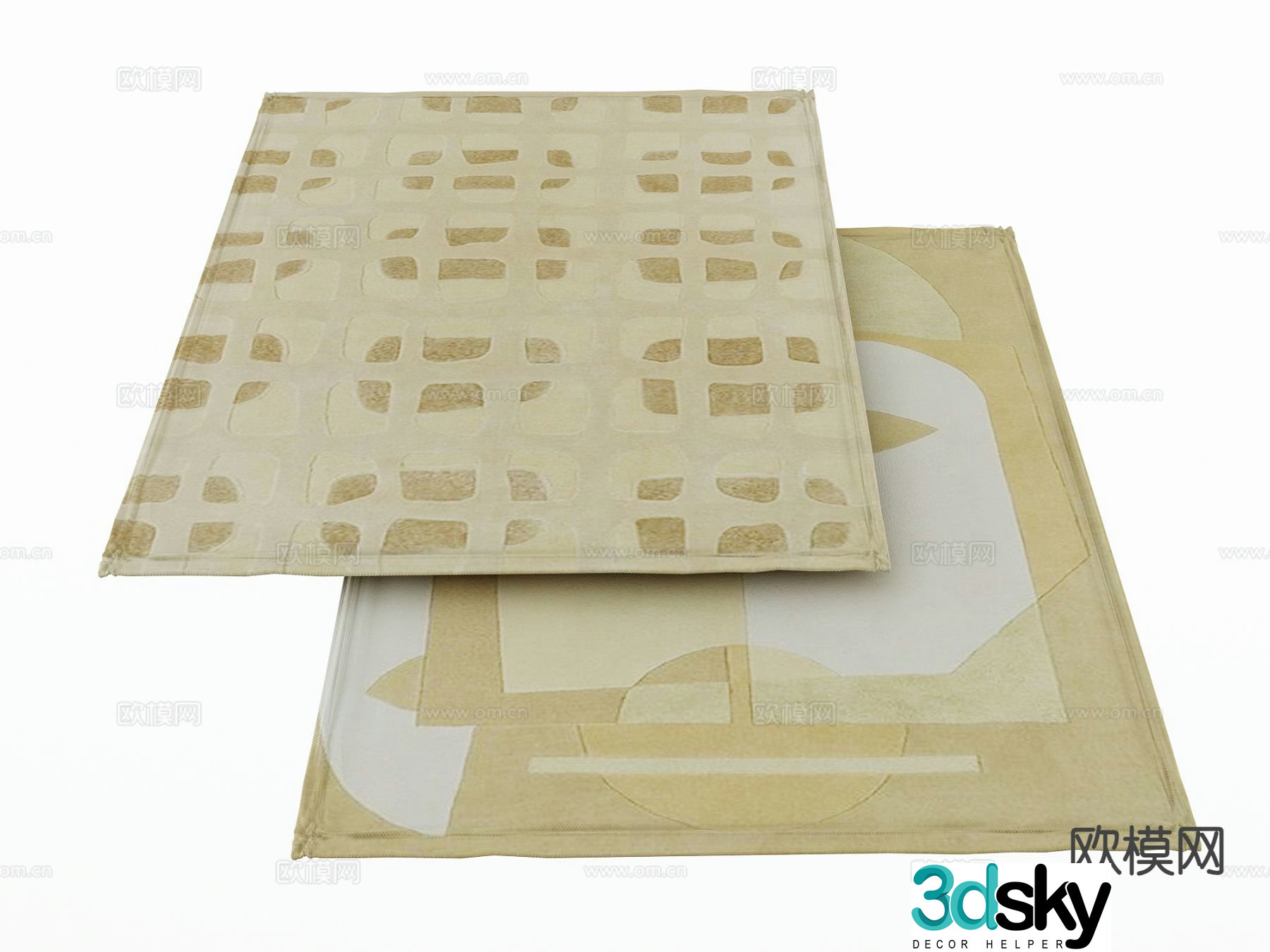 Modern carpet square rug 3d model