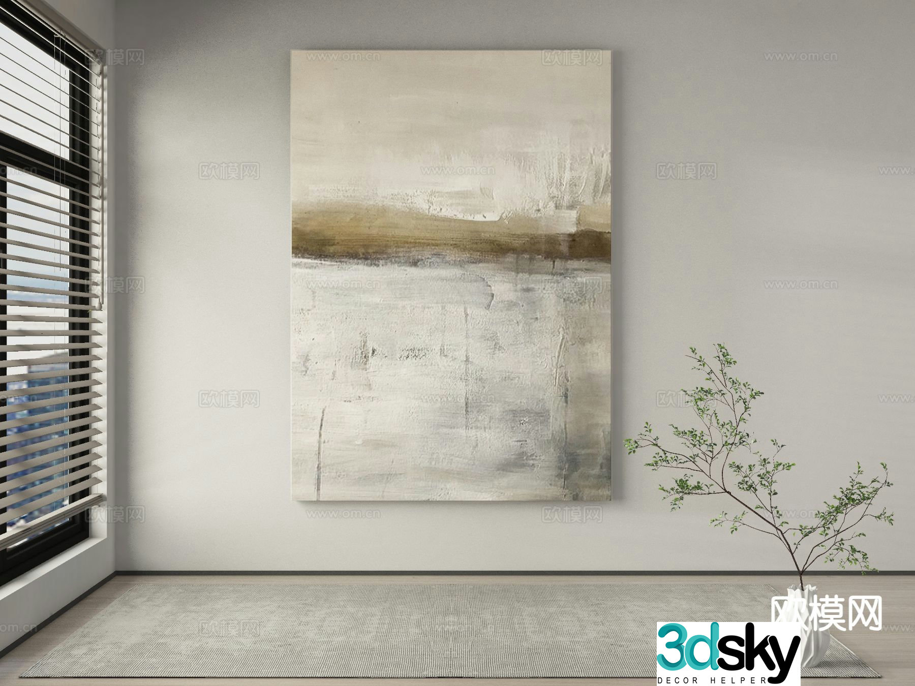 Modern decorative painting texture painting oil painting 3d model
