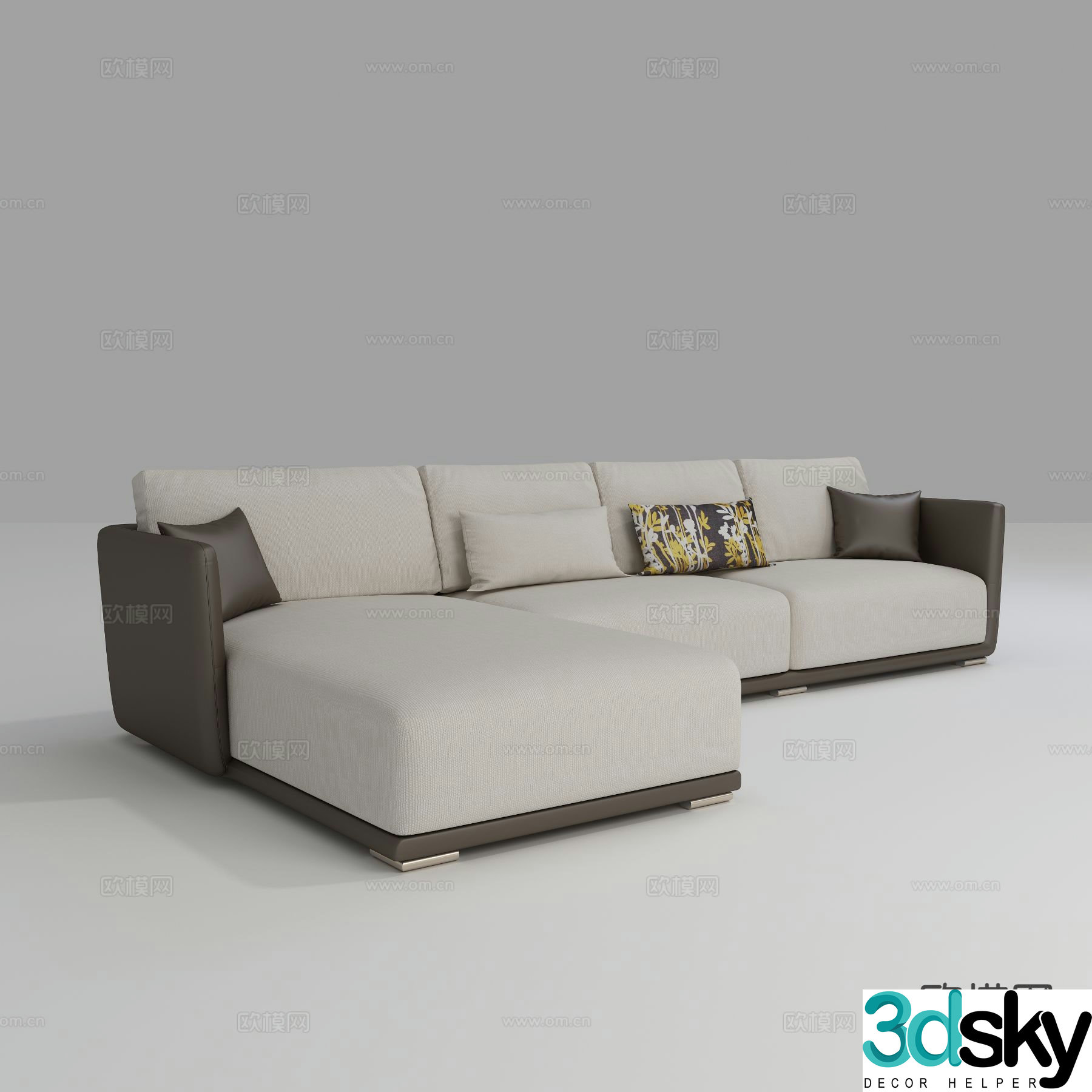 Simple corner sofa multi-person sofa 3D model