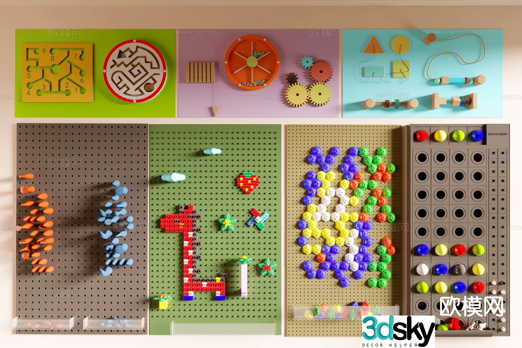 Children’s educational wall building block wall 3D model