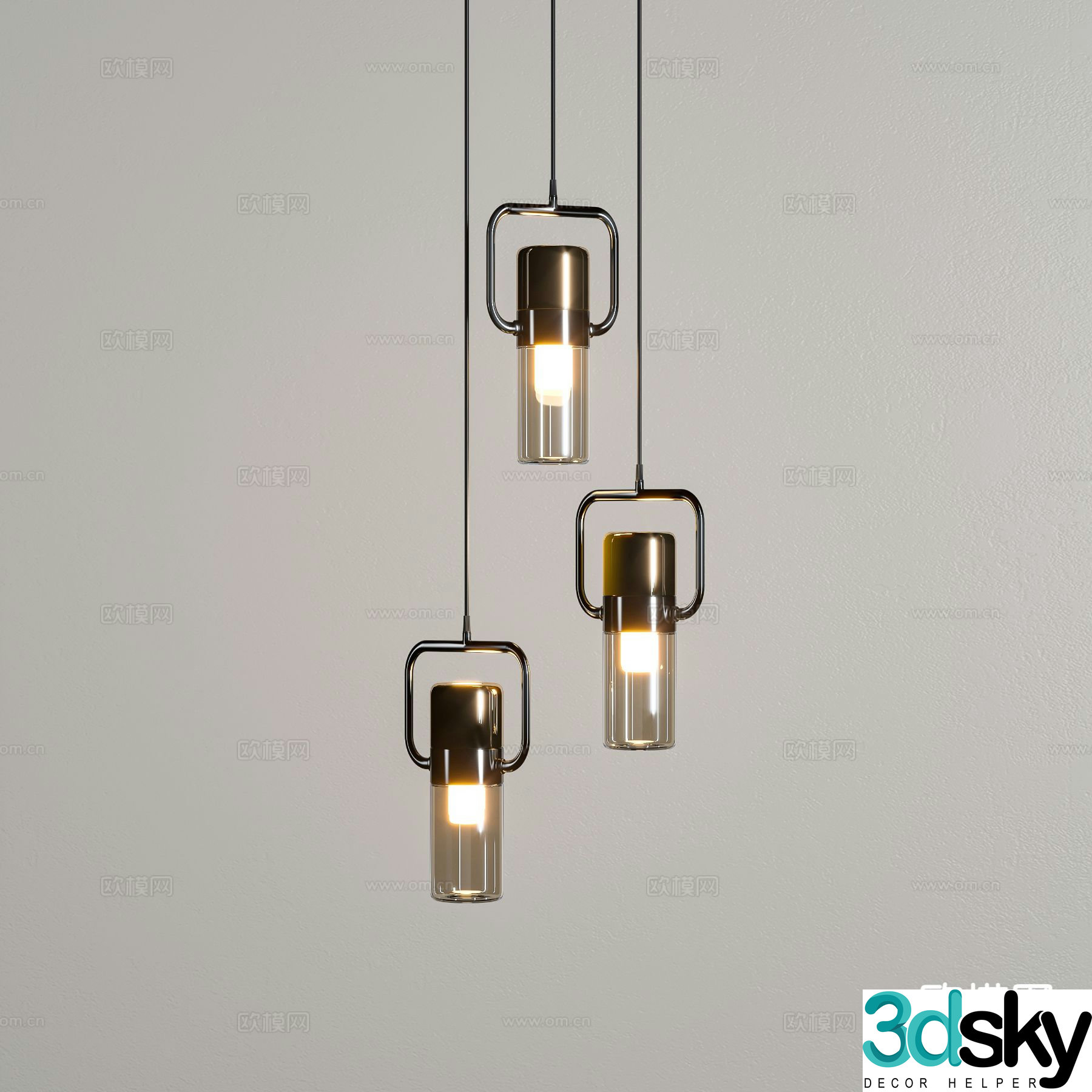 Modern glass chandelier 3d model