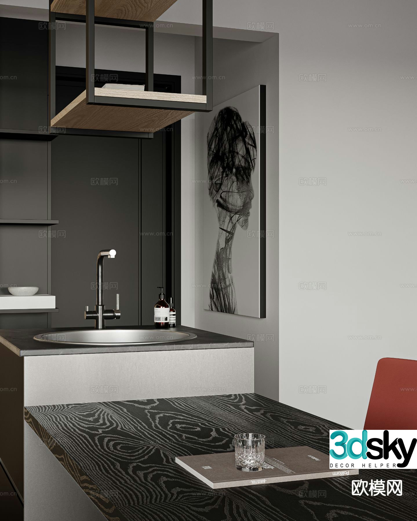 Modern island restaurant 3d model
