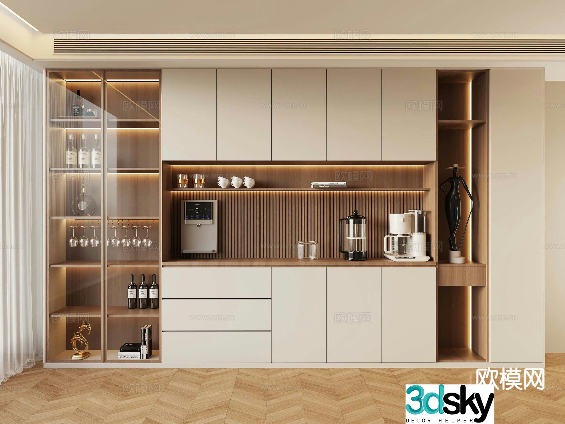 Modern wine cabinet sideboard 3d model