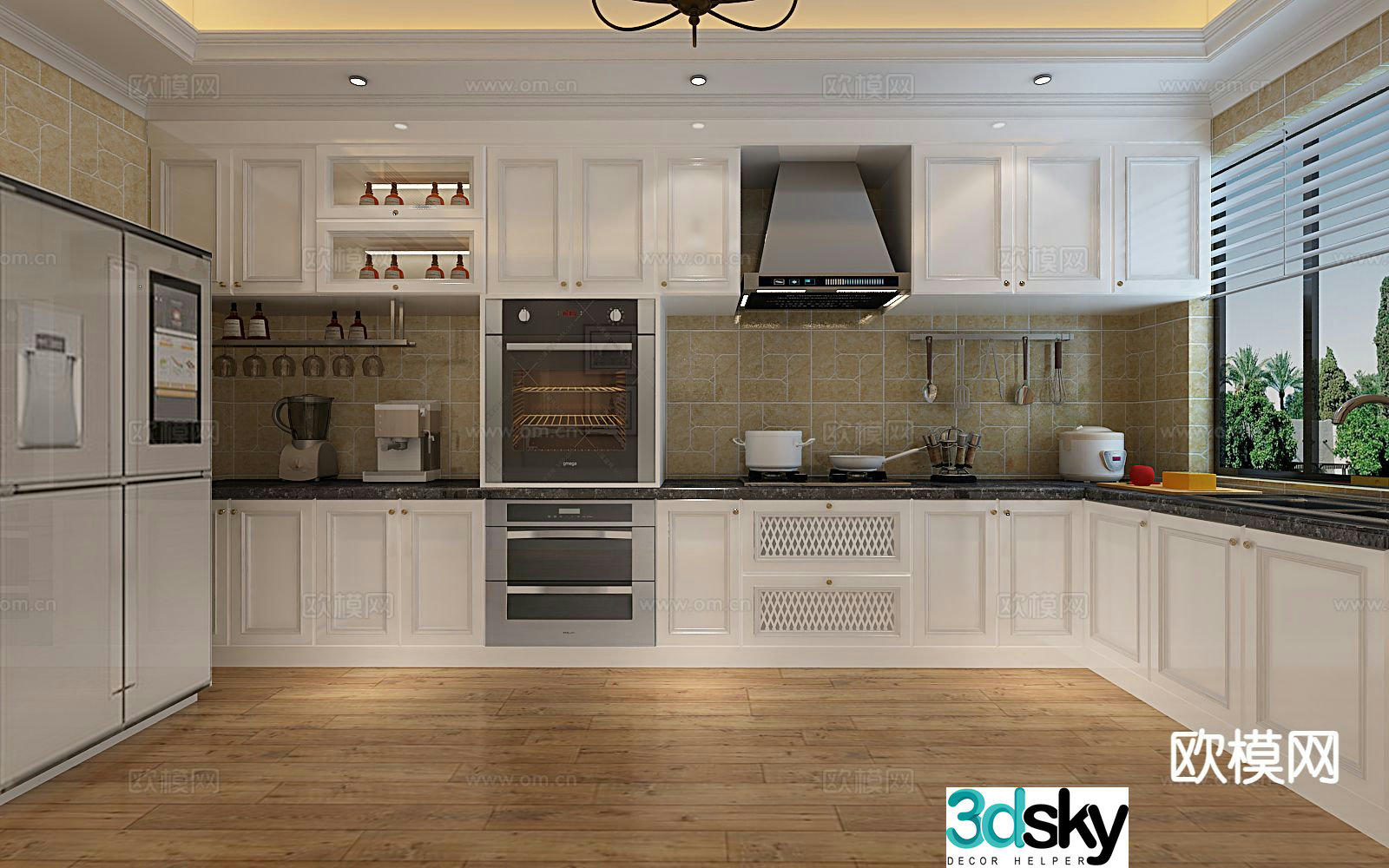 Simple European kitchen kitchen cabinet 3d model
