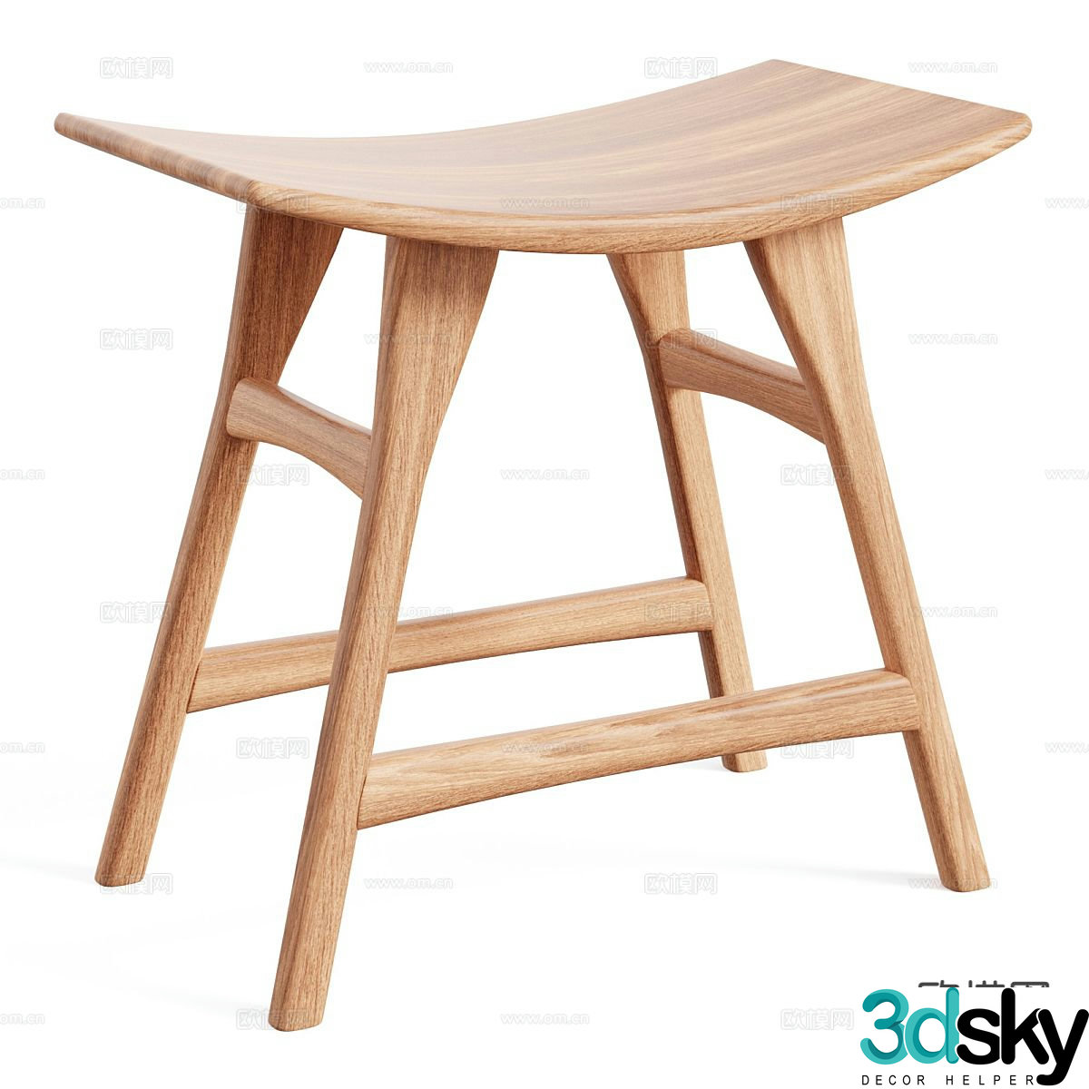 Log style stool 3d model