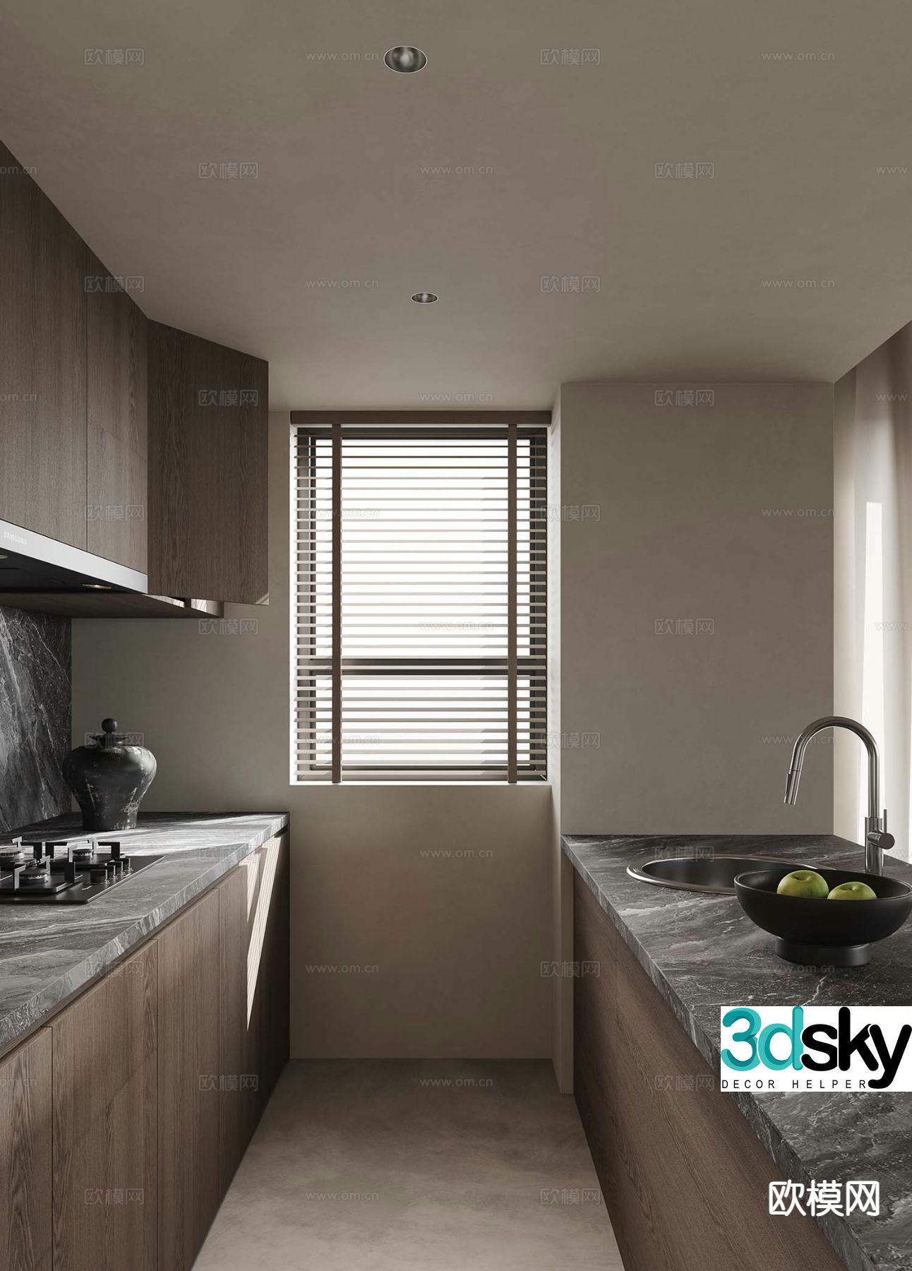 Modern minimalist kitchen 3d model