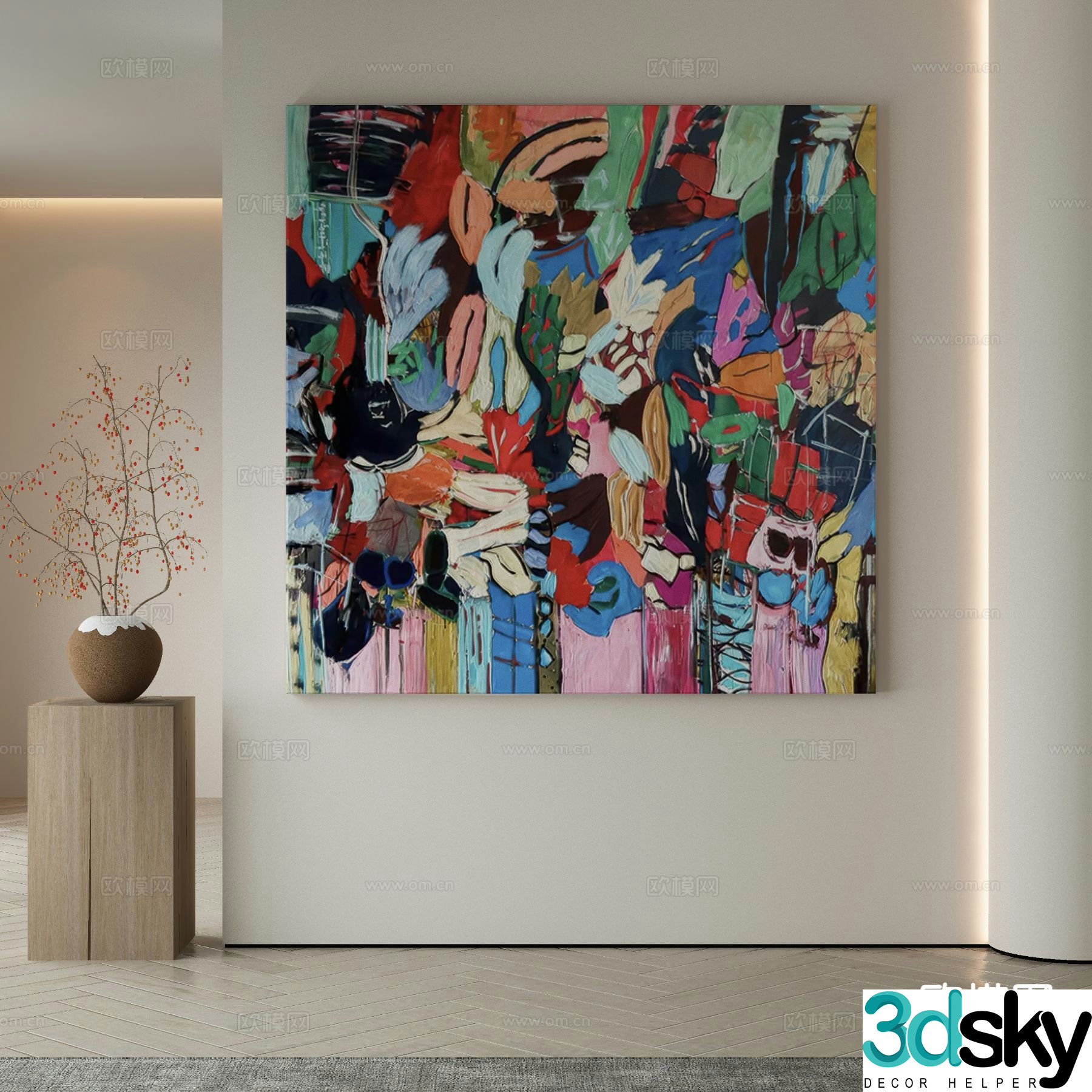 Modern texture painting decorative painting 3d model