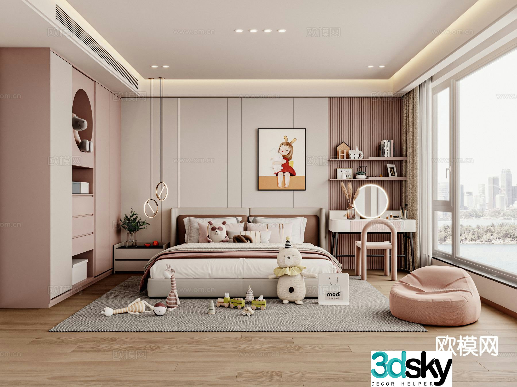 Cream style children’s room kid’s room girl’s room 3D model